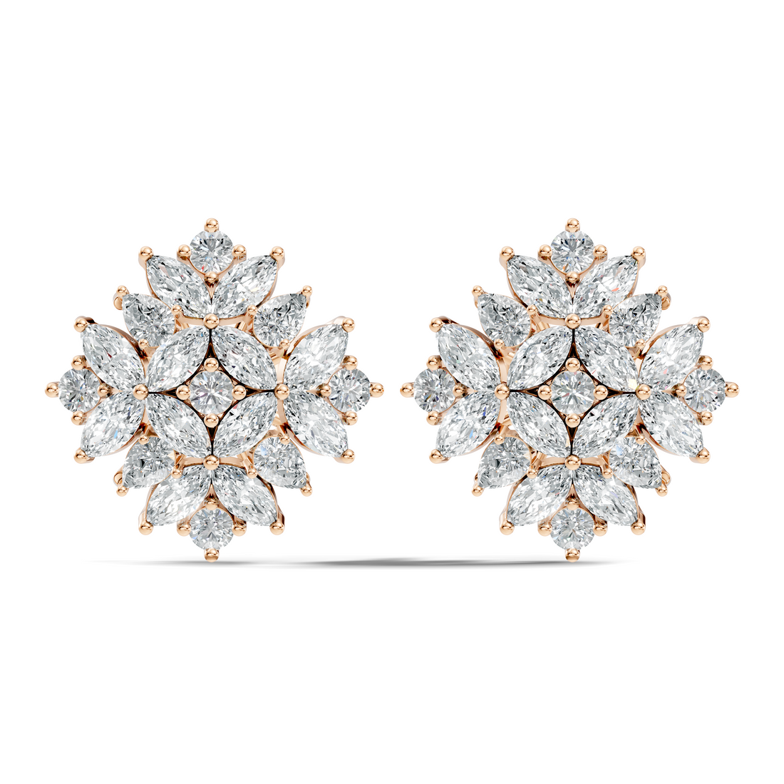 Multi-Shape Marquise, Pear & Round Diamond Mandala Cluster Stud