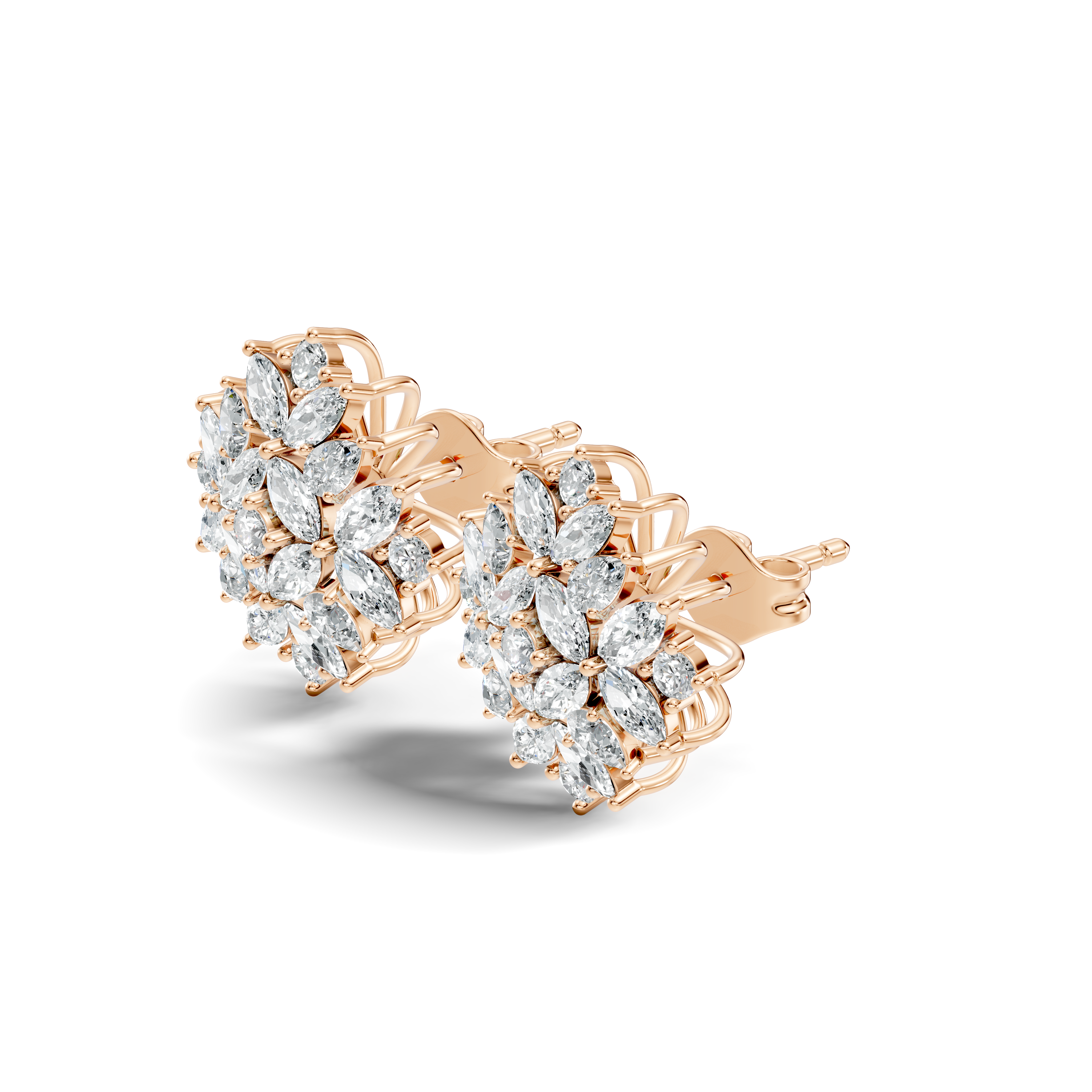 Multi-Shape Marquise, Pear & Round Diamond Mandala Cluster Stud