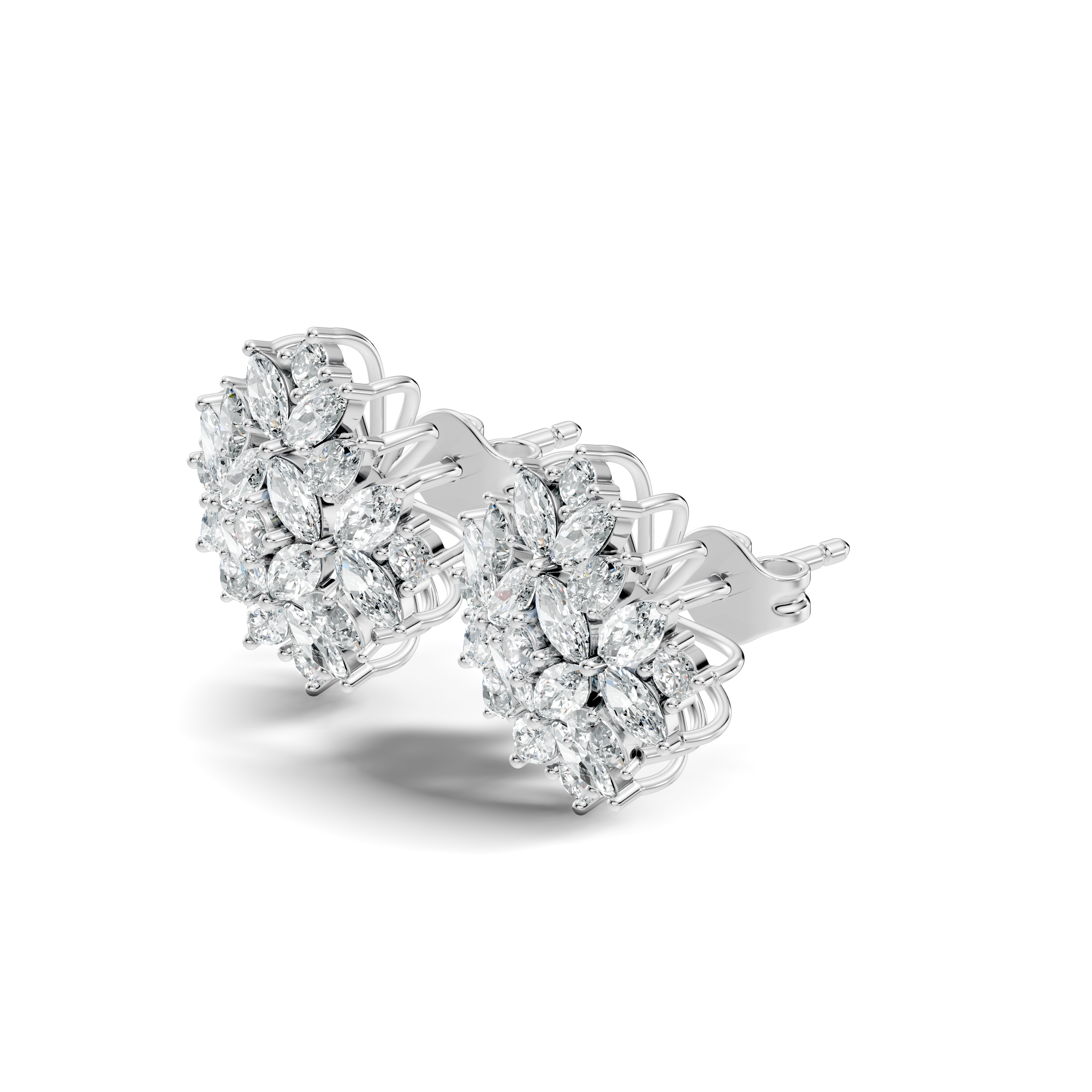 Multi-Shape Marquise, Pear & Round Diamond Mandala Cluster Stud