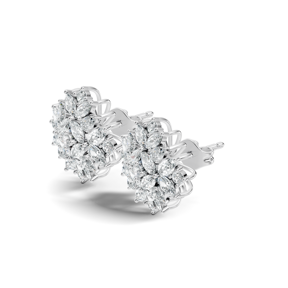 Multi-Shape Marquise, Pear & Round Diamond Mandala Cluster Stud