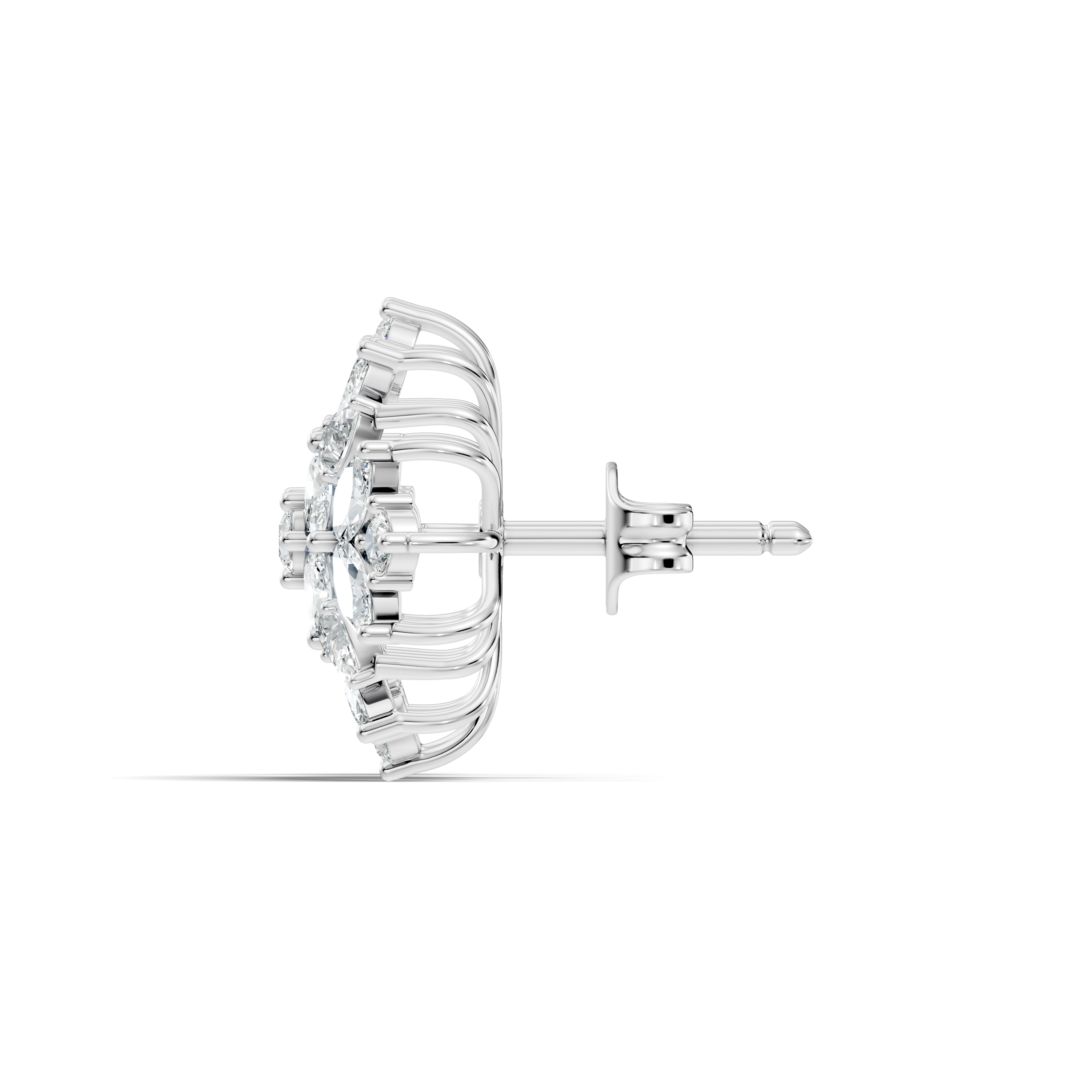 Multi-Shape Marquise, Pear & Round Diamond Mandala Cluster Stud