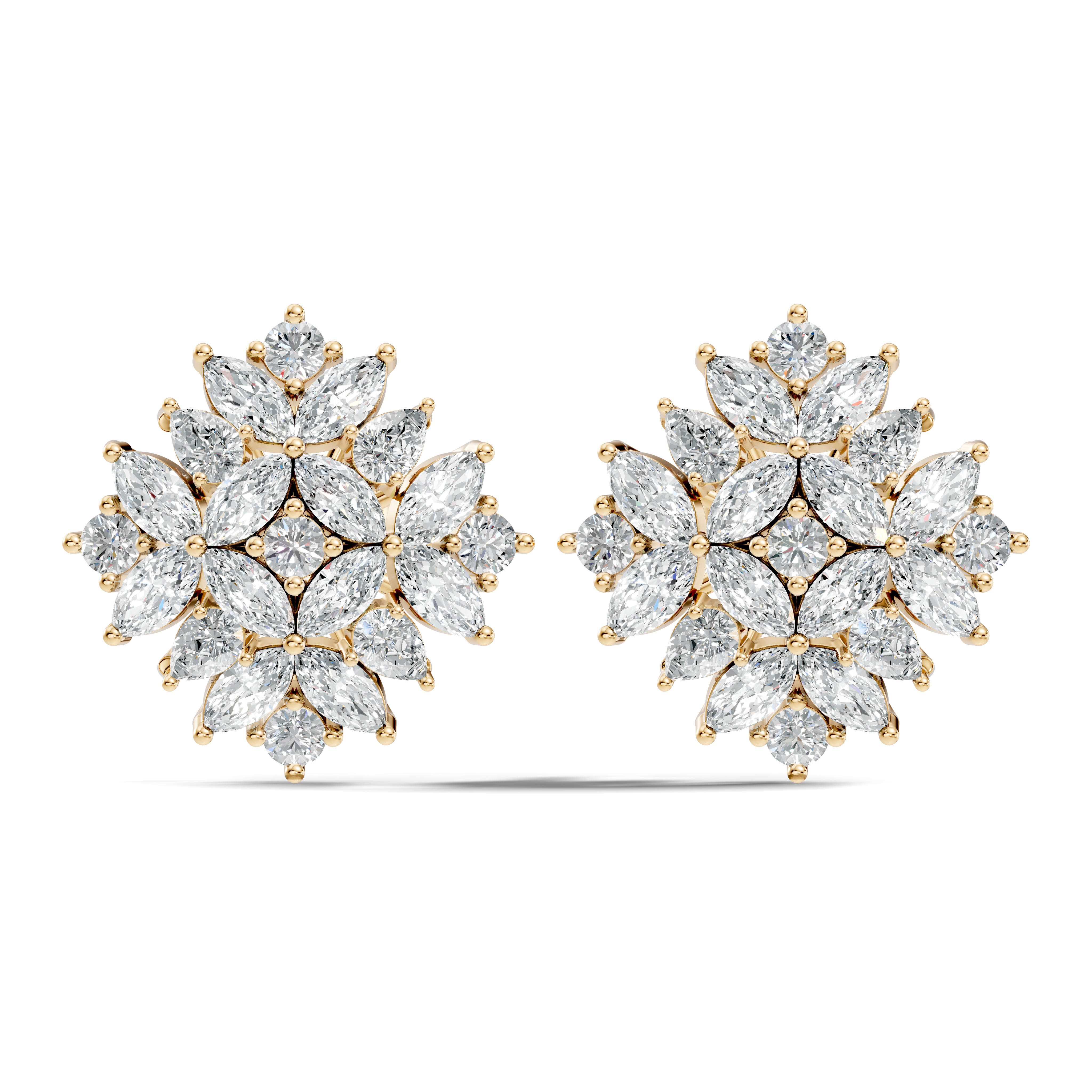 Multi-Shape Marquise, Pear & Round Diamond Mandala Cluster Stud