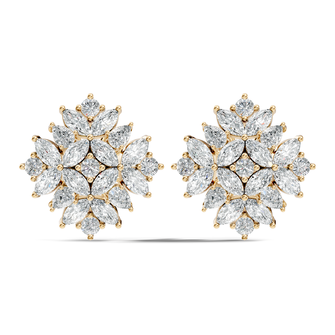 Multi-Shape Marquise, Pear & Round Diamond Mandala Cluster Stud