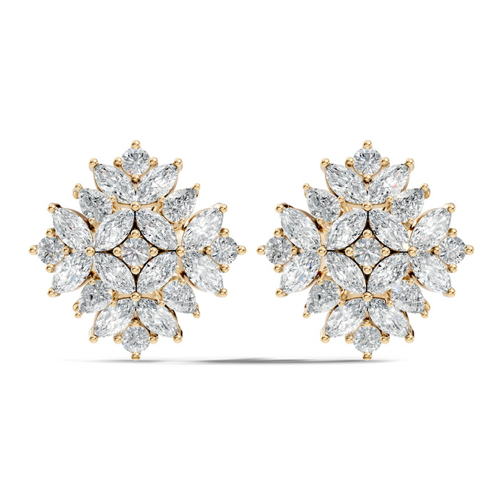 Multi-Shape Marquise, Pear & Round Diamond Mandala Cluster Stud