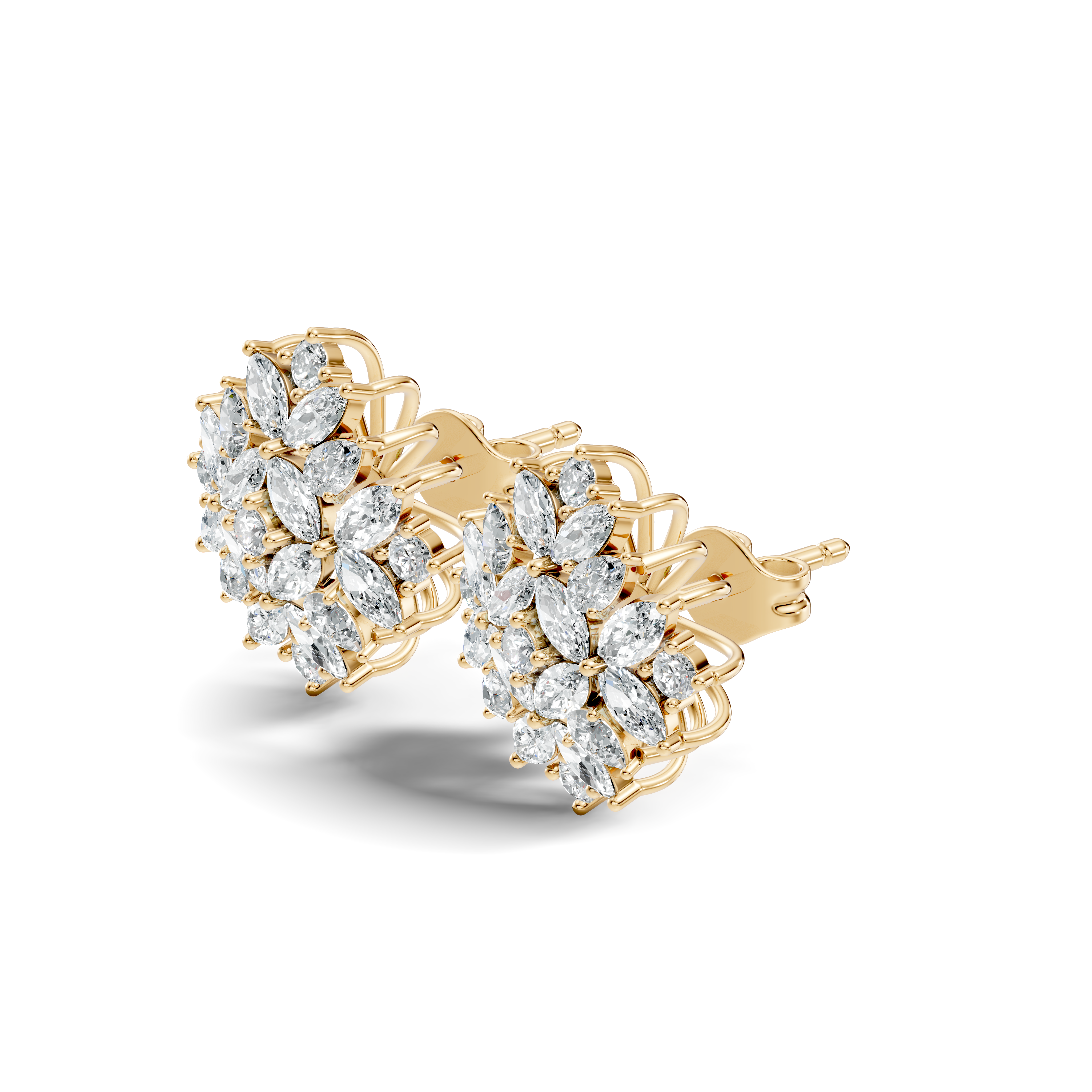 Multi-Shape Marquise, Pear & Round Diamond Mandala Cluster Stud