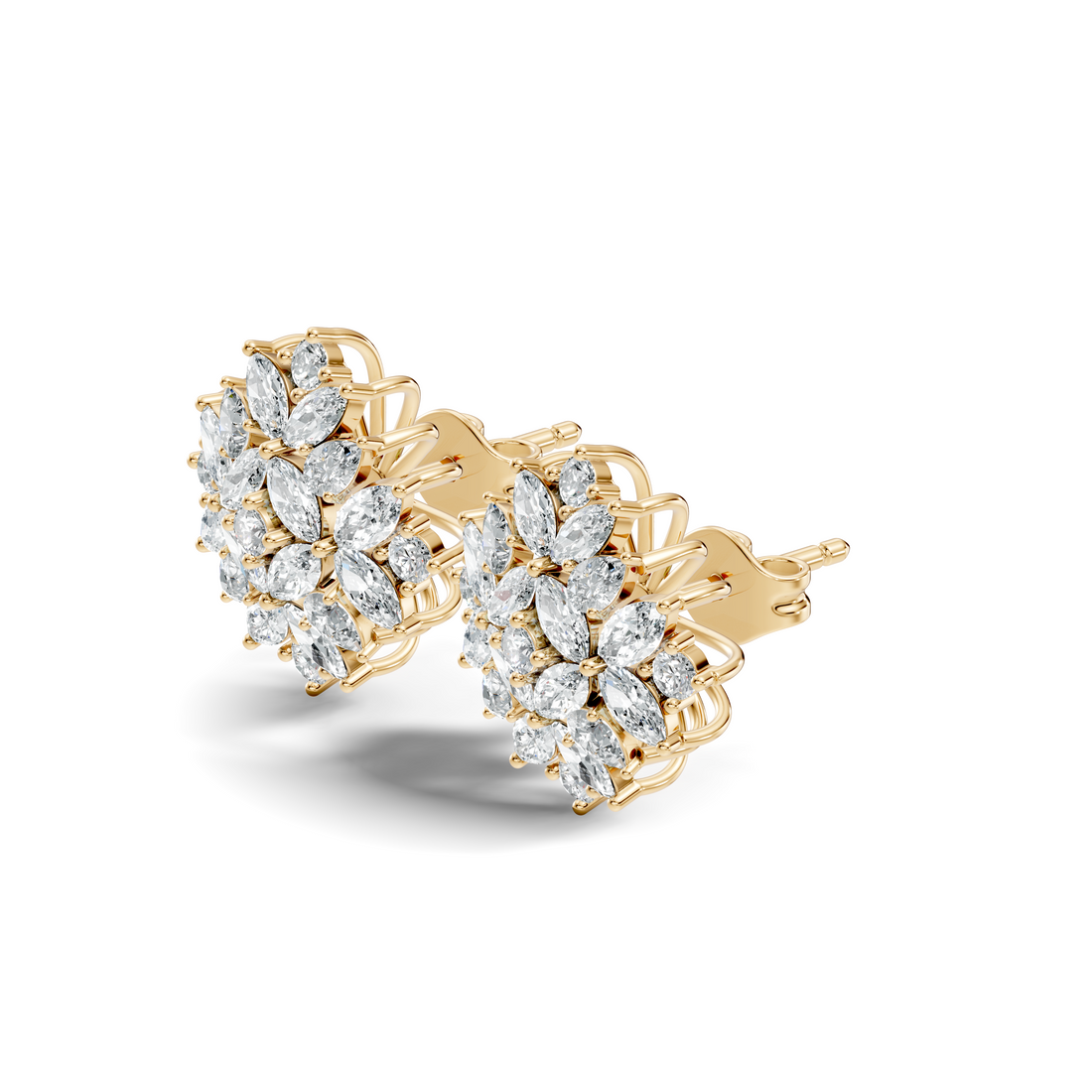 Multi-Shape Marquise, Pear & Round Diamond Mandala Cluster Stud