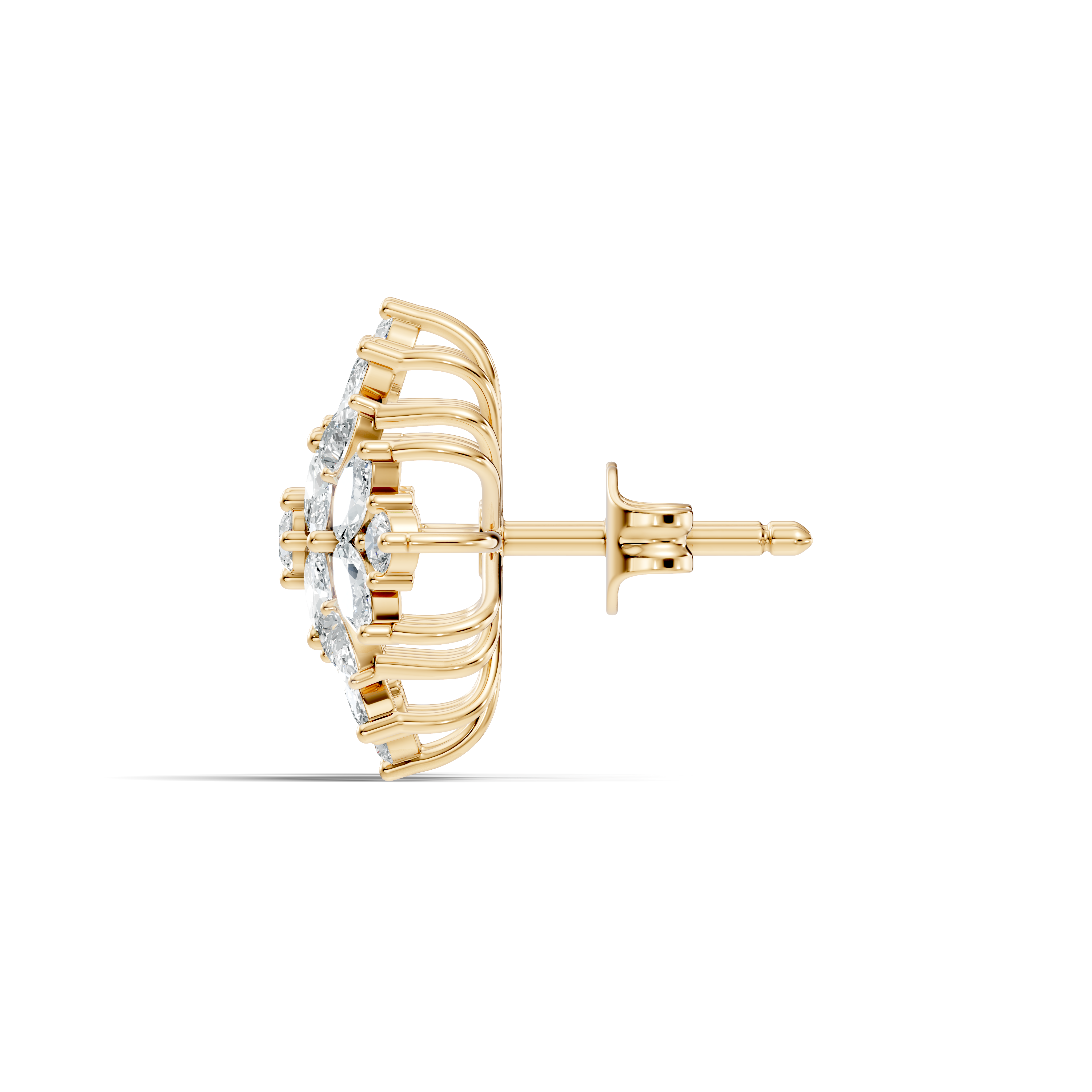 Multi-Shape Marquise, Pear & Round Diamond Mandala Cluster Stud