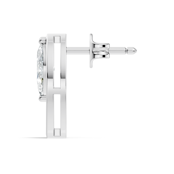 Marquise Cut Solitaire & Open Leaf Frame Stud