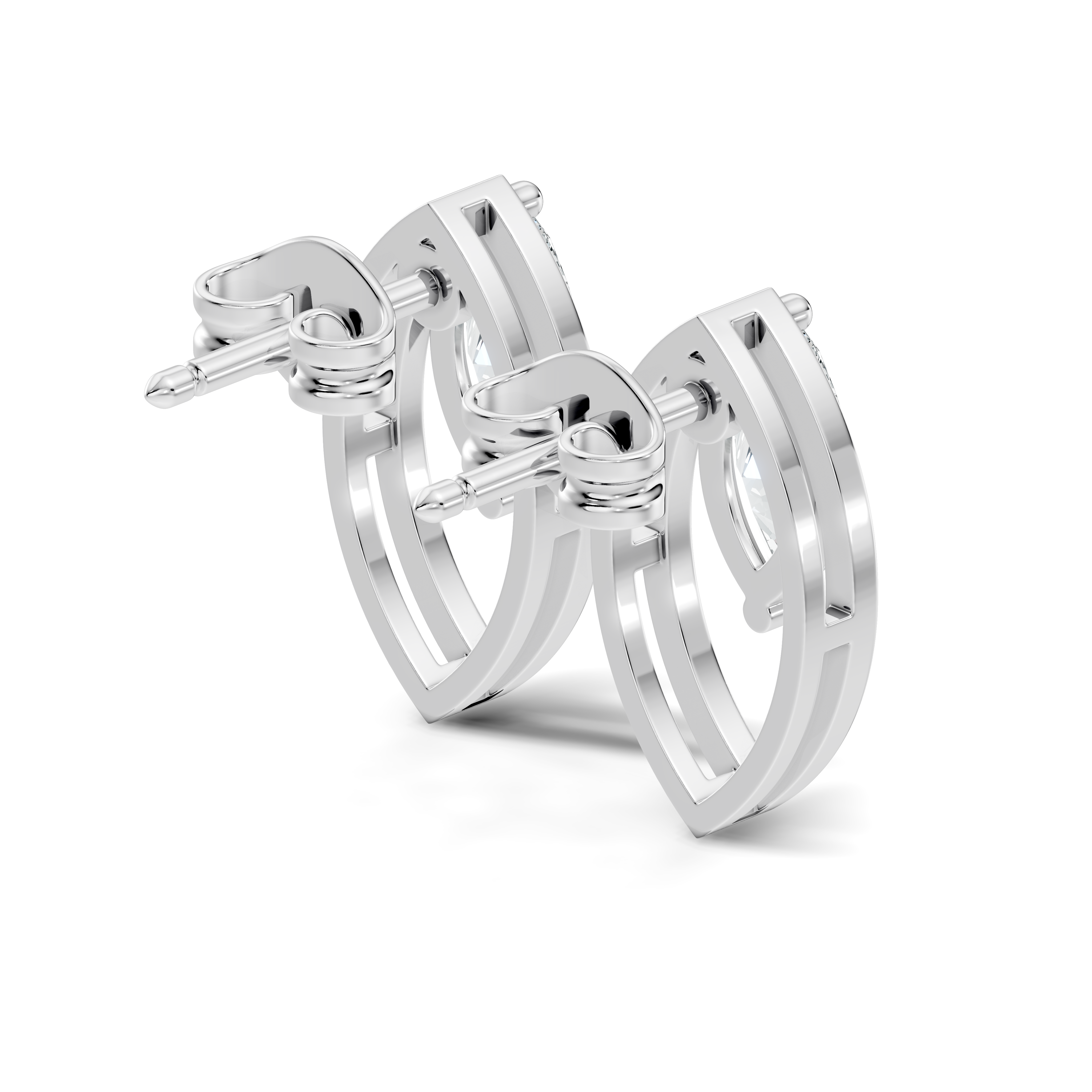 Marquise Cut Solitaire & Open Leaf Frame Stud