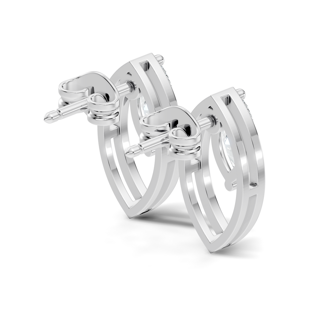 Marquise Cut Solitaire & Open Leaf Frame Stud