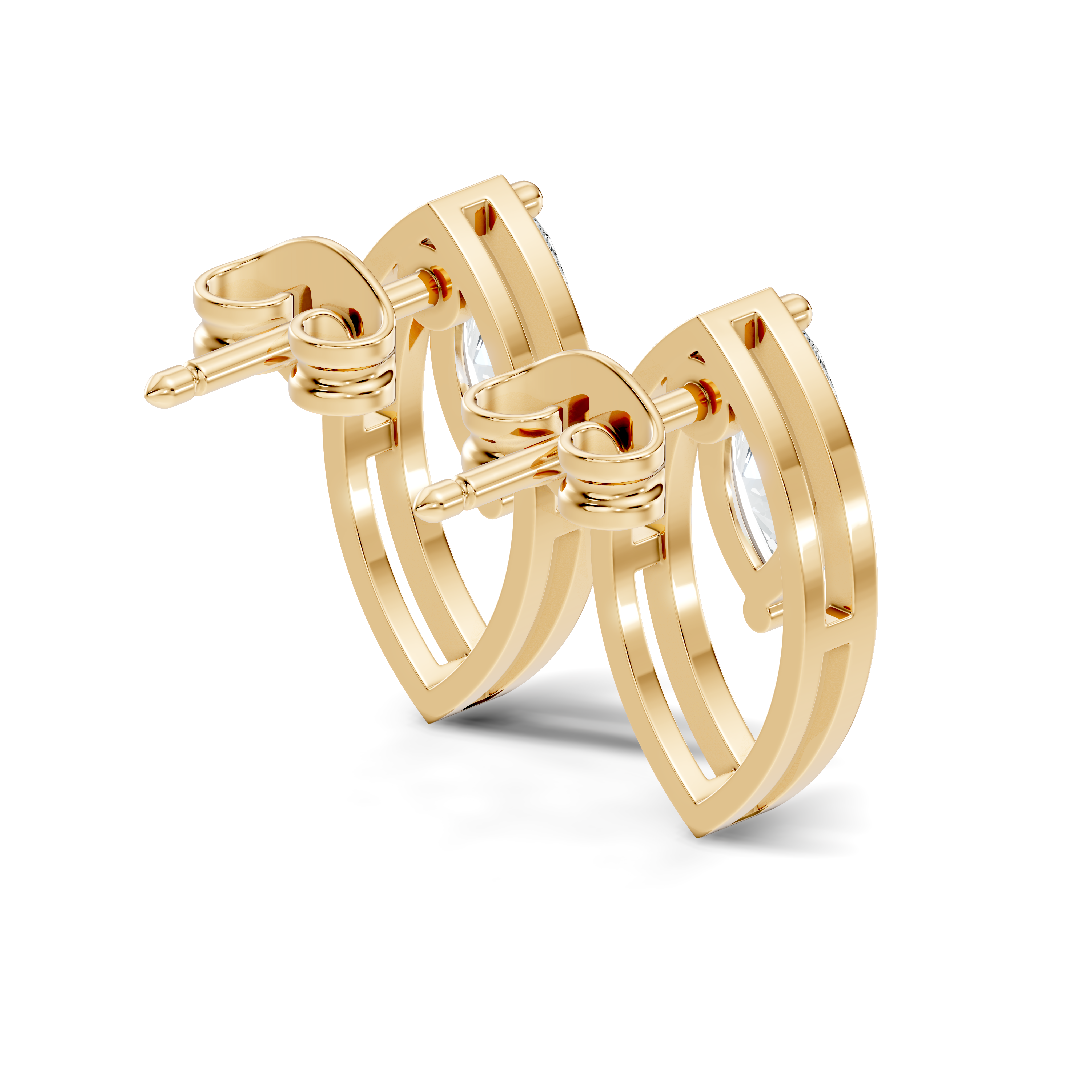 Marquise Cut Solitaire & Open Leaf Frame Stud