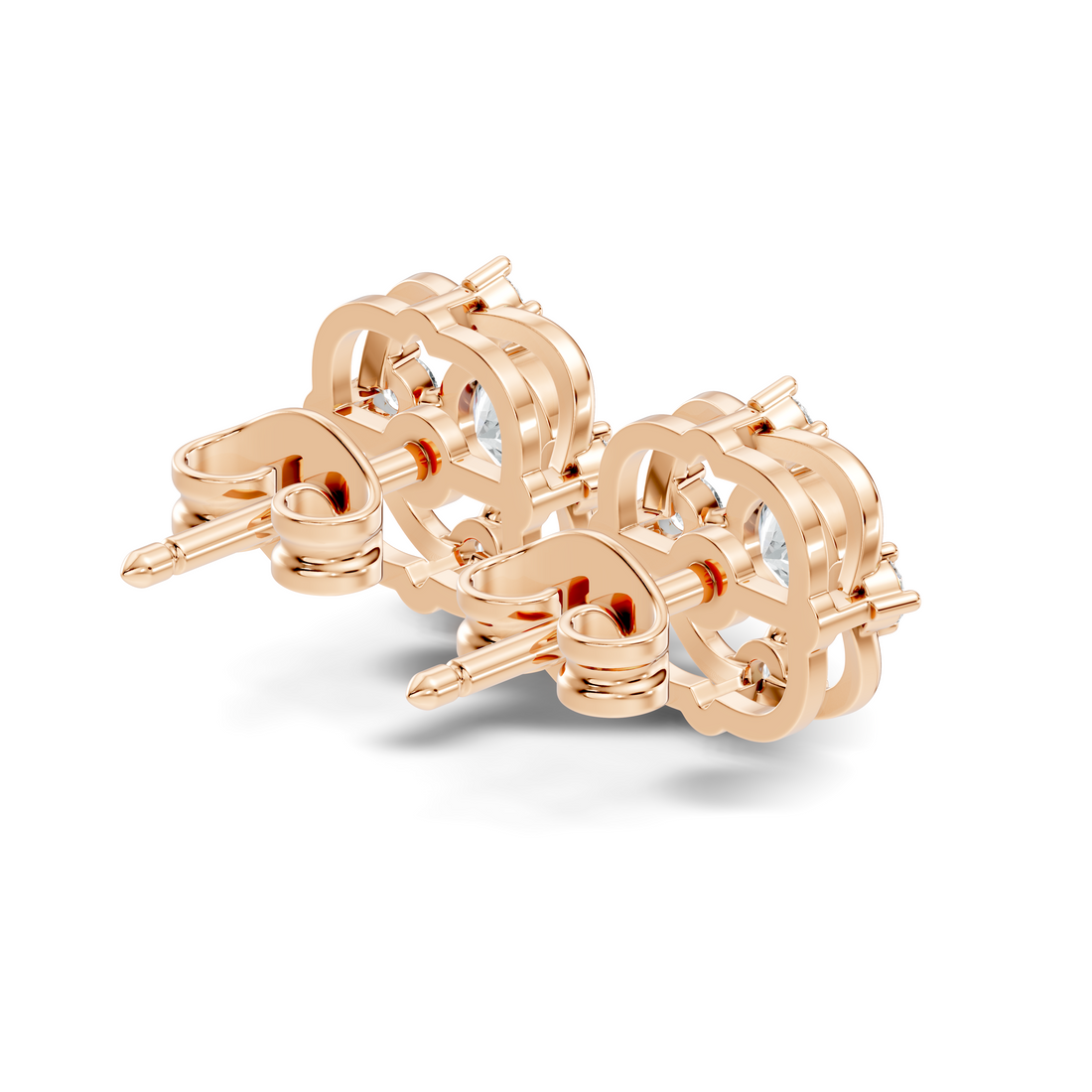 Round Solitaire & Geometric Open Frame Diamond Stud