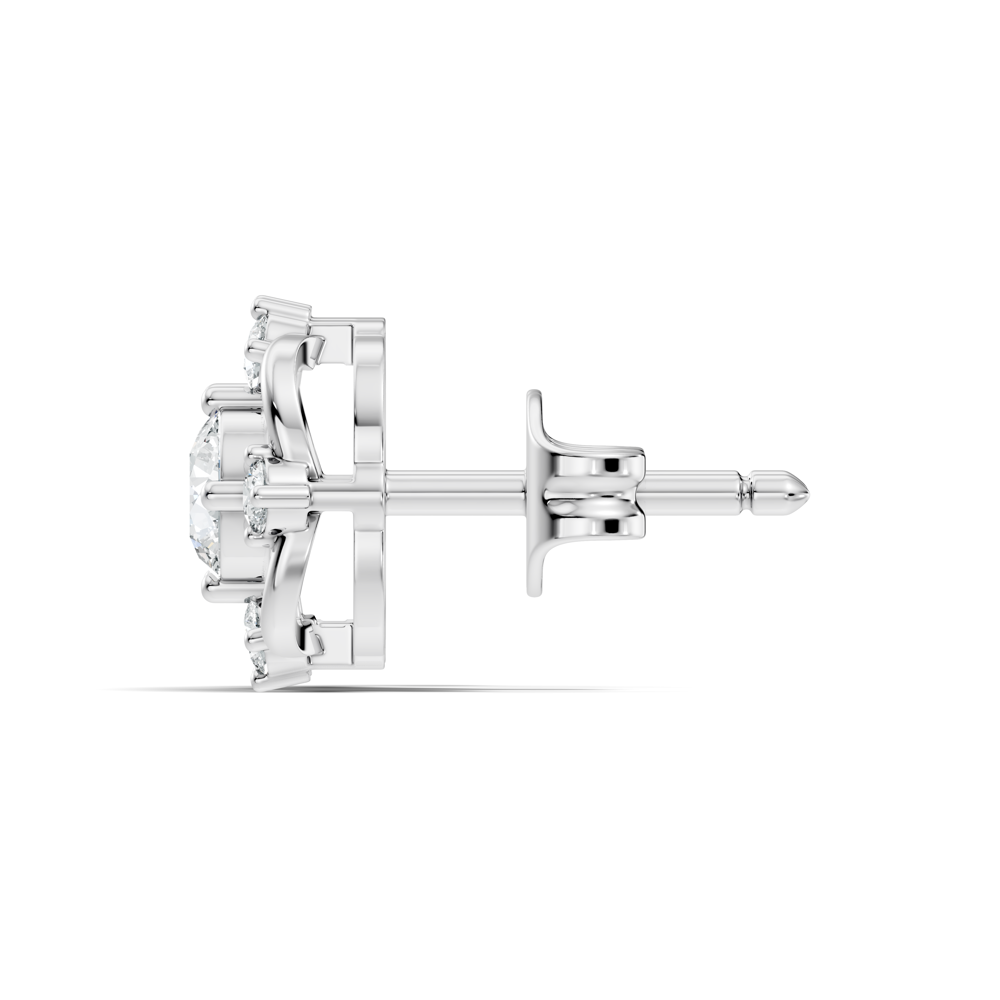 Round Solitaire & Geometric Open Frame Diamond Stud