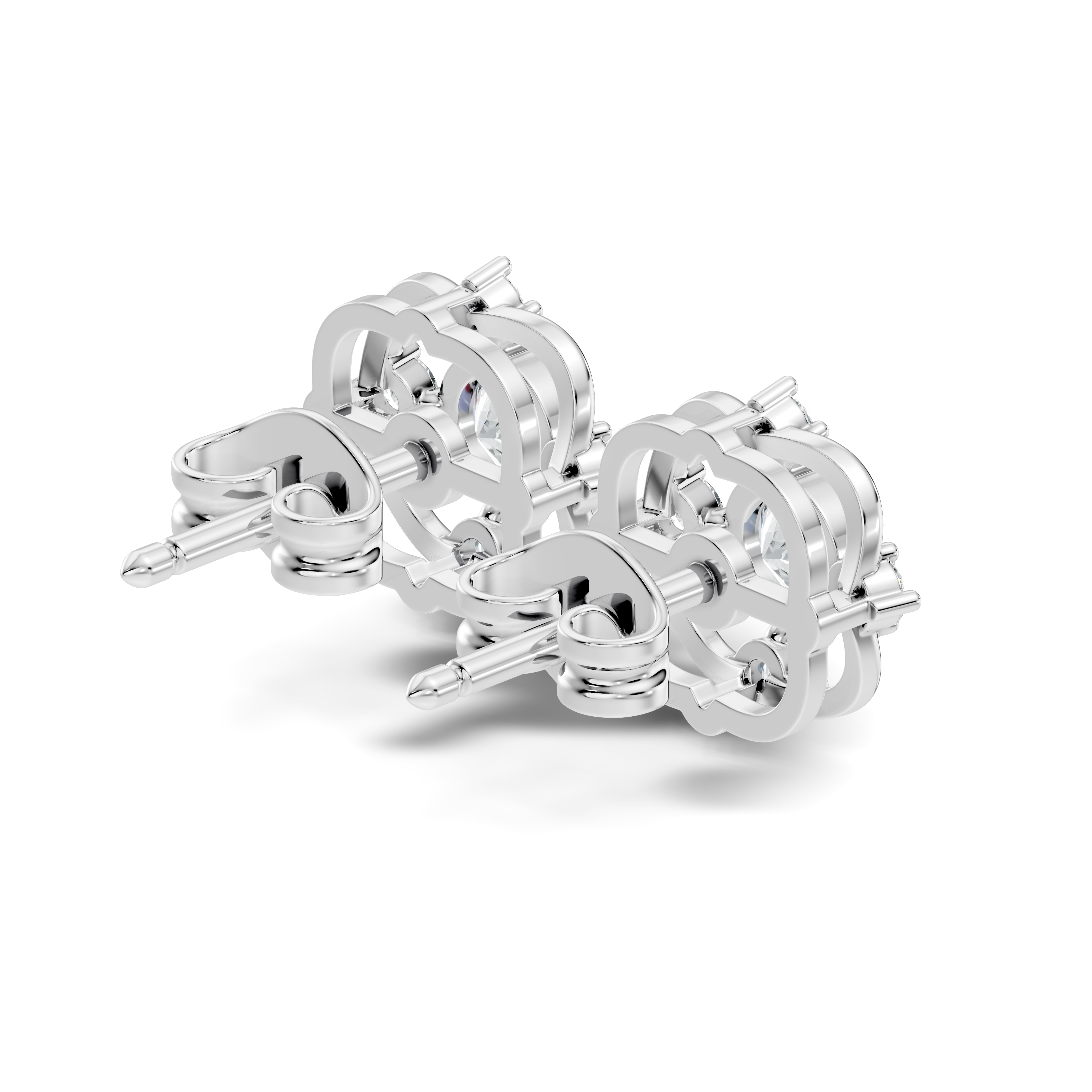Round Solitaire & Geometric Open Frame Diamond Stud