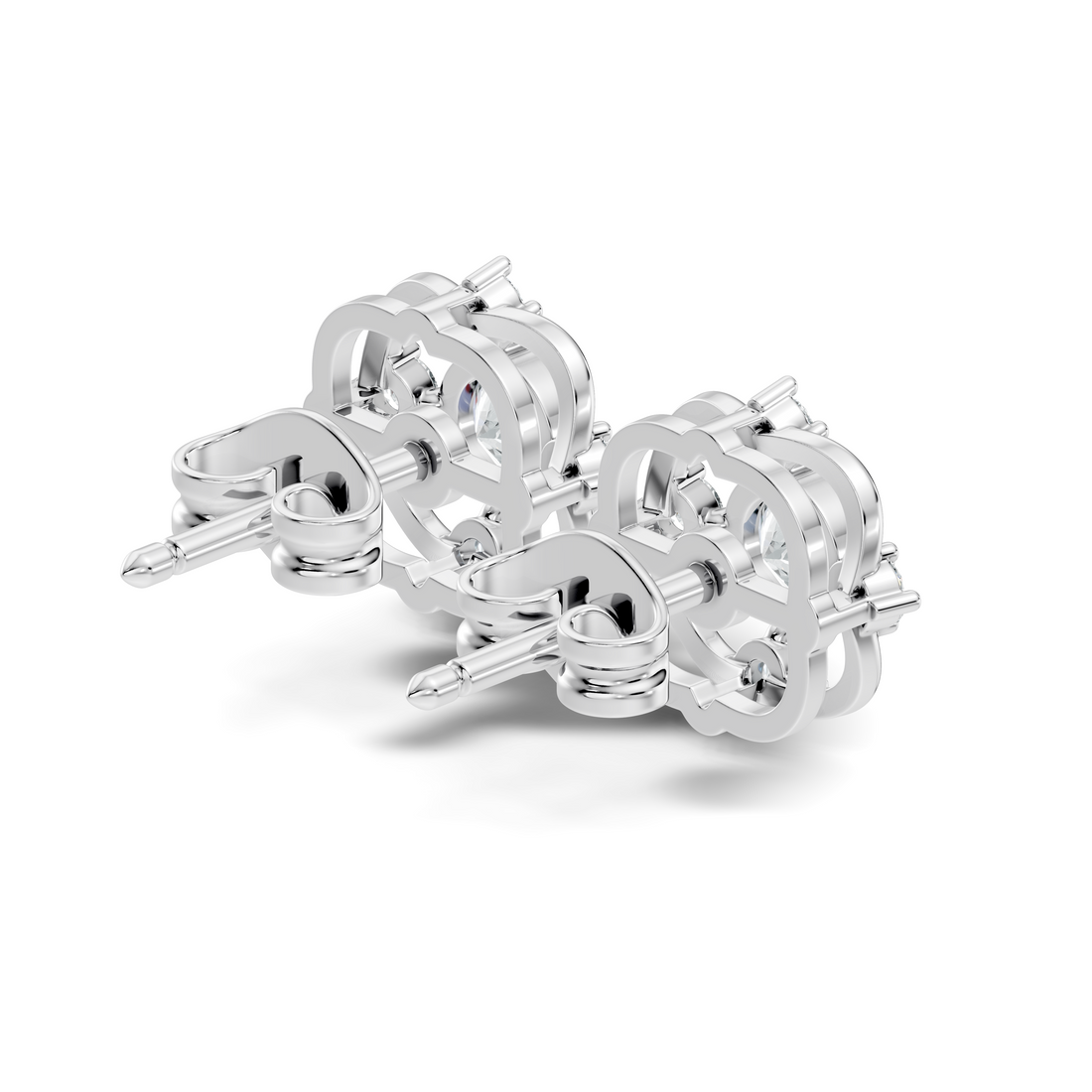 Round Solitaire & Geometric Open Frame Diamond Stud