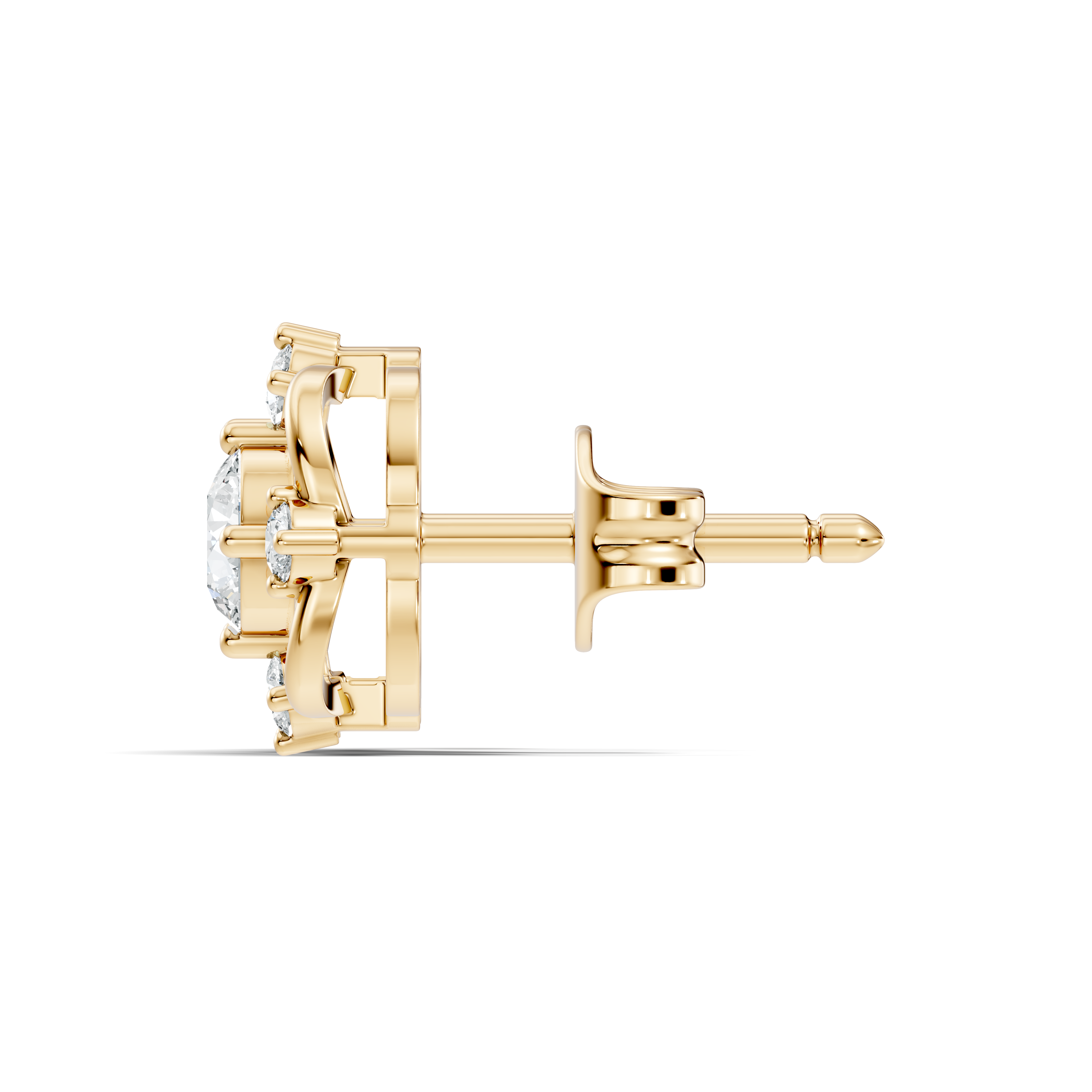 Round Solitaire & Geometric Open Frame Diamond Stud