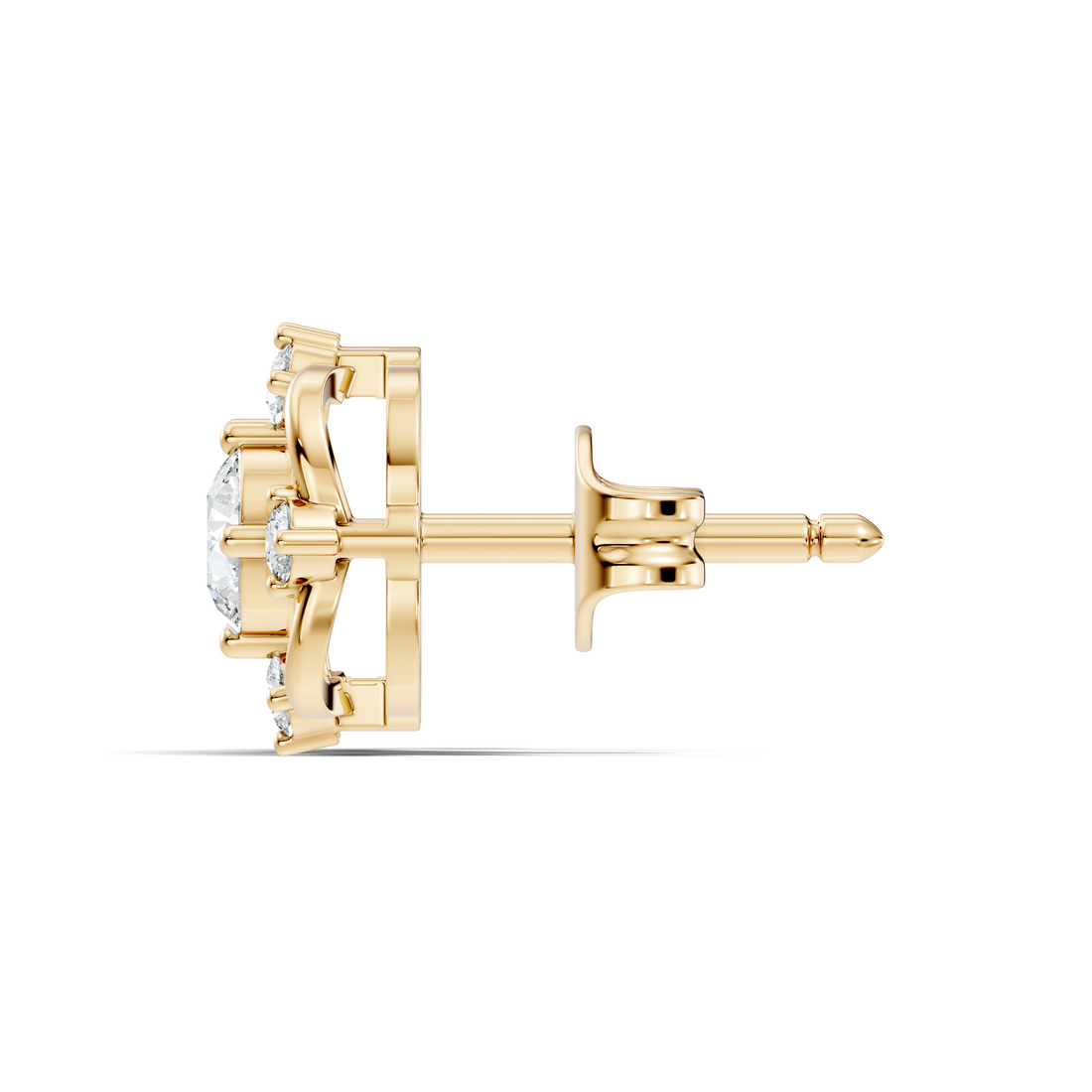 Round Solitaire & Geometric Open Frame Diamond Stud