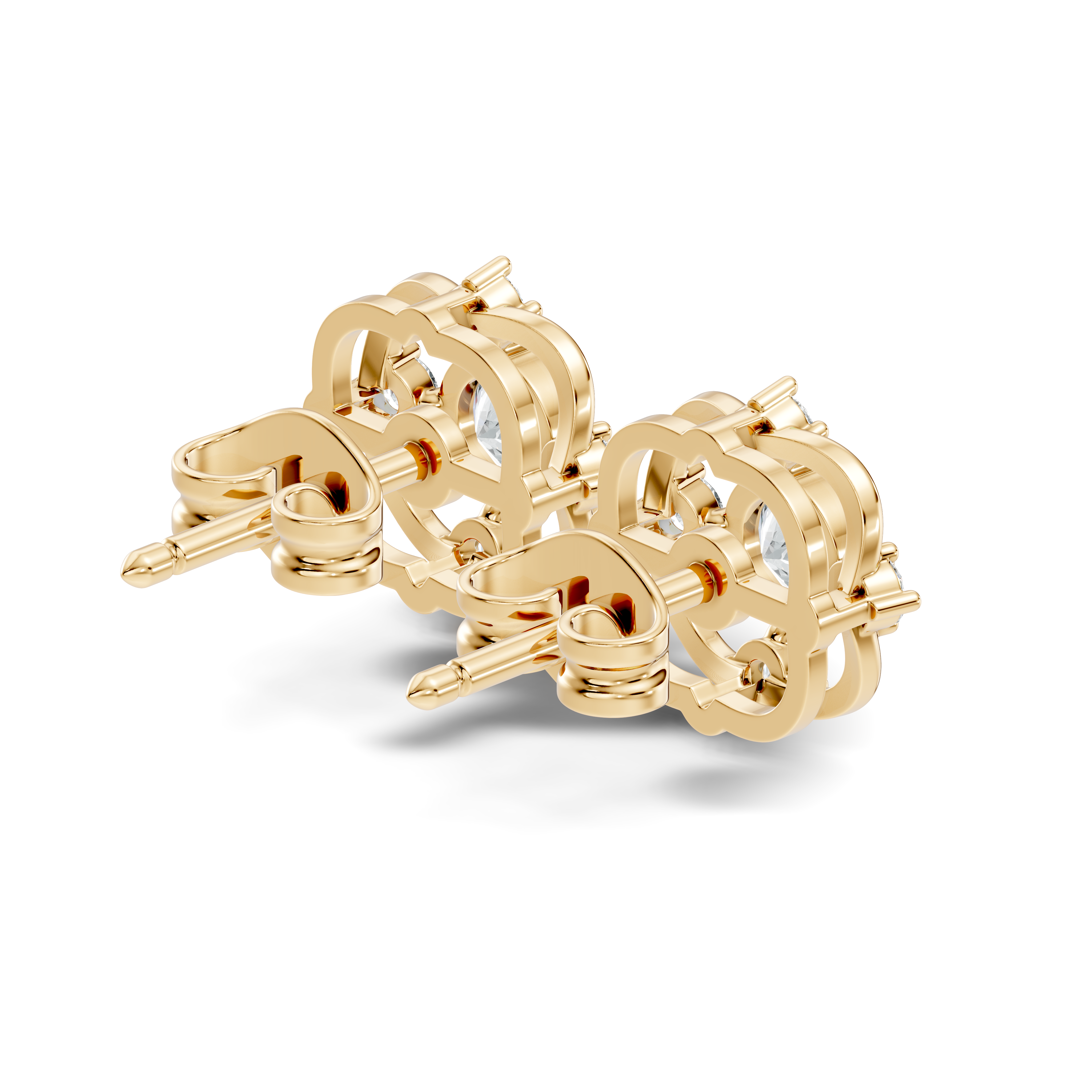 Round Solitaire & Geometric Open Frame Diamond Stud