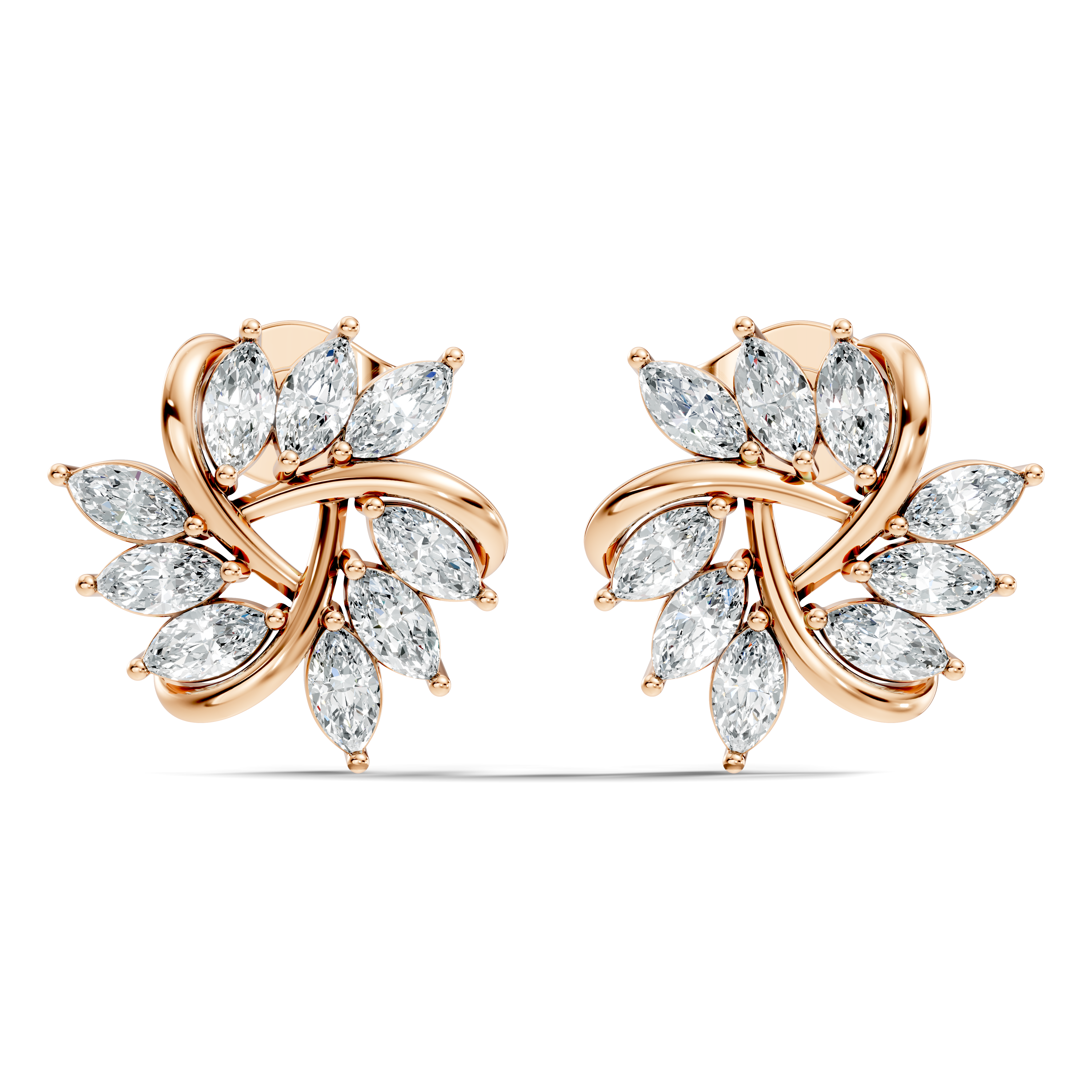 Marquise Cut Diamond Whirlwind Starburst Stud