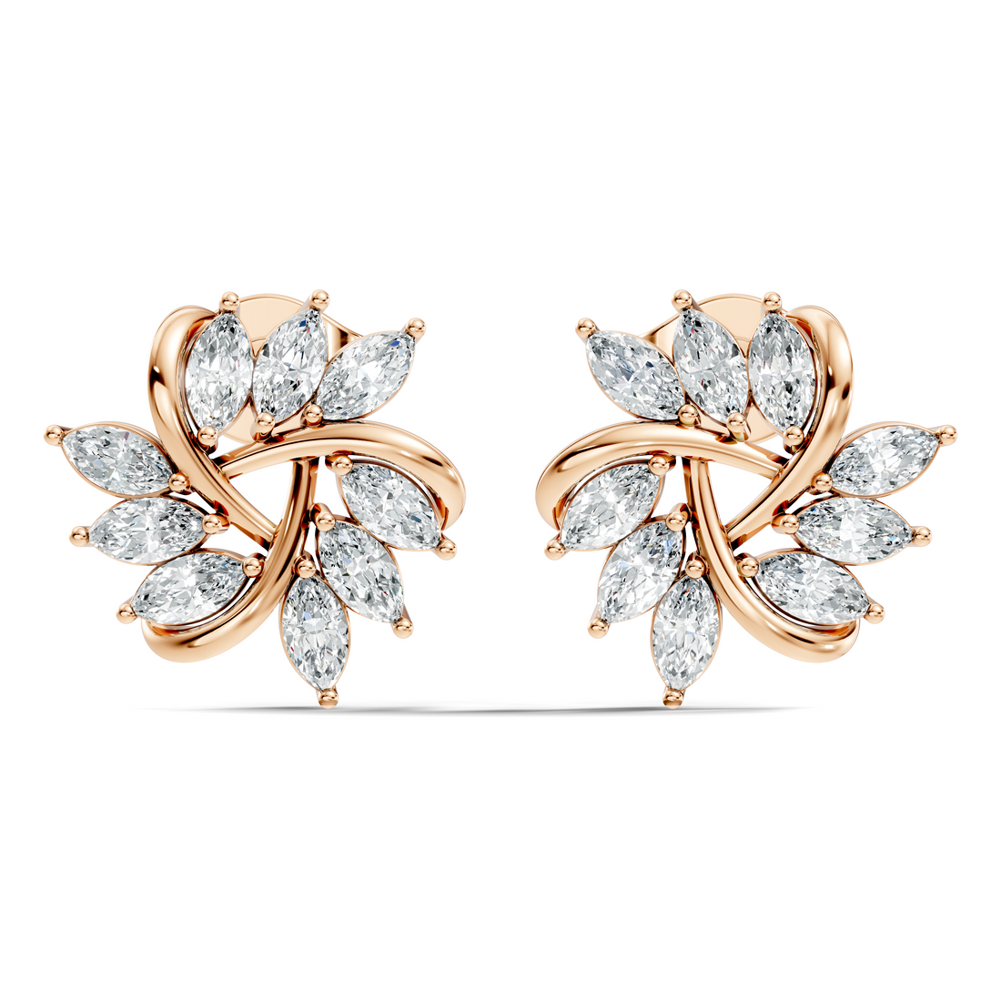 Marquise Cut Diamond Whirlwind Starburst Stud