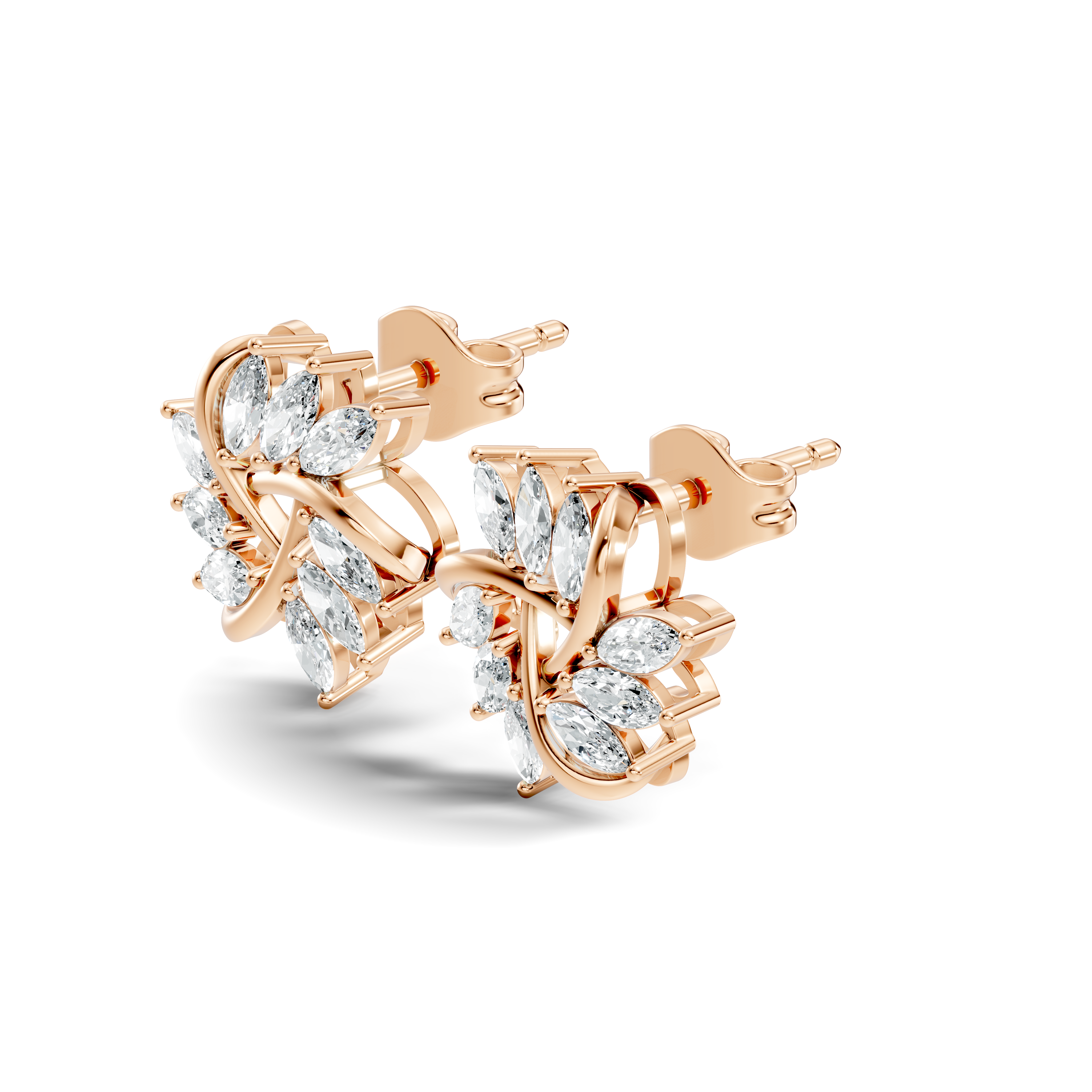 Marquise Cut Diamond Whirlwind Starburst Stud