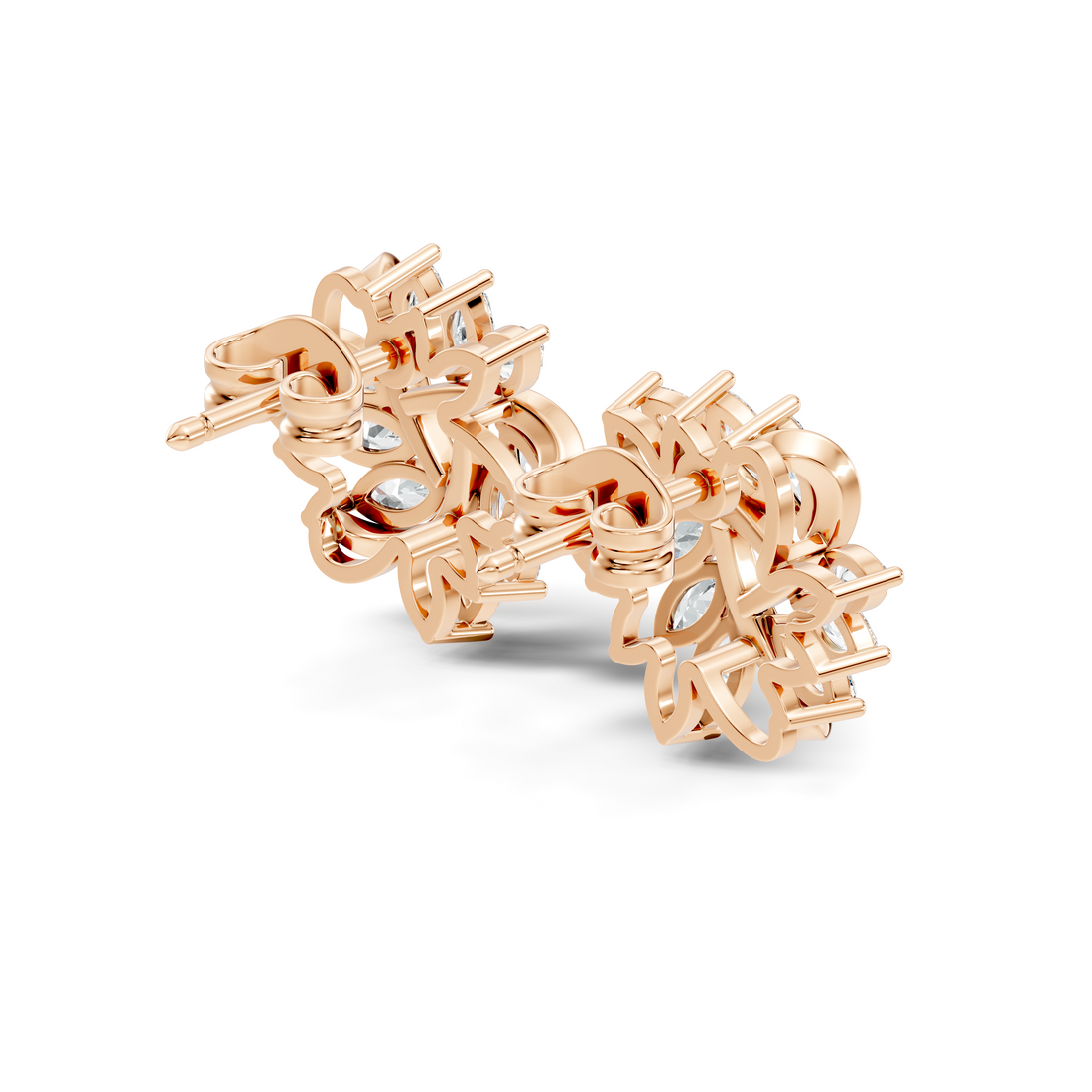 Marquise Cut Diamond Whirlwind Starburst Stud