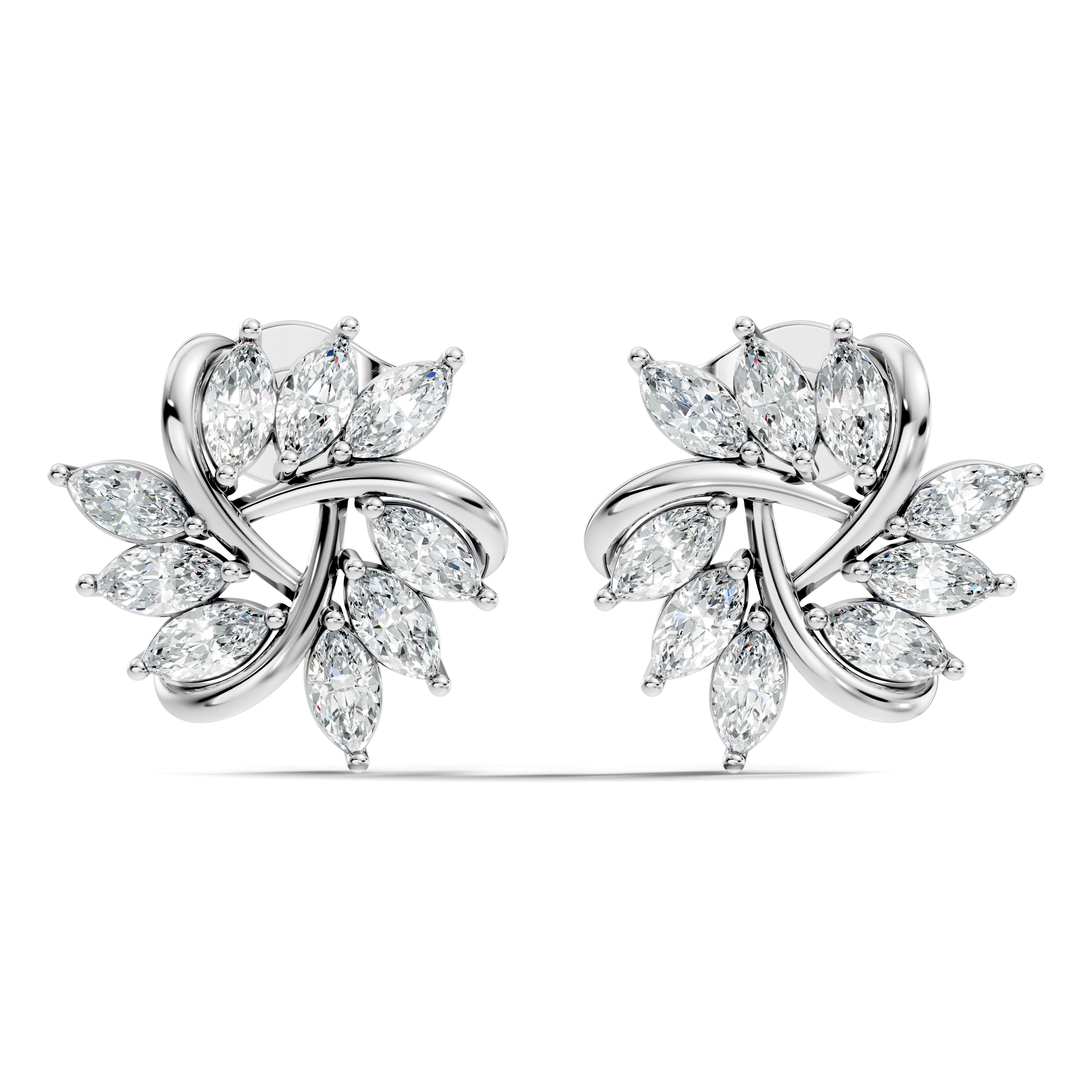 Marquise Cut Diamond Whirlwind Starburst Stud
