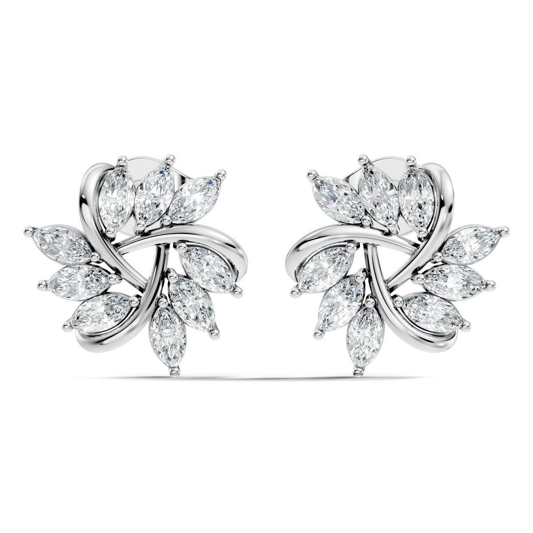 Marquise Cut Diamond Whirlwind Starburst Stud