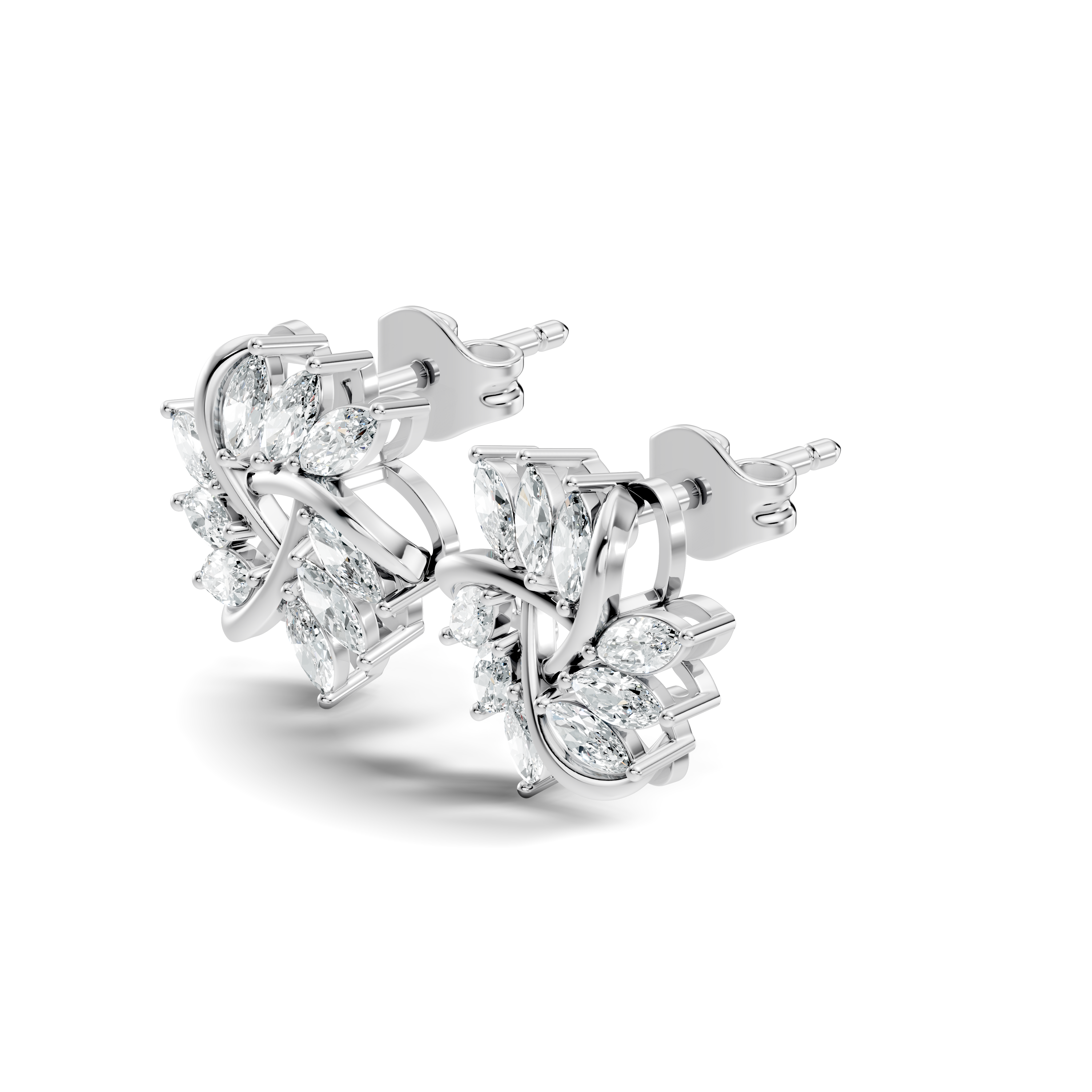 Marquise Cut Diamond Whirlwind Starburst Stud
