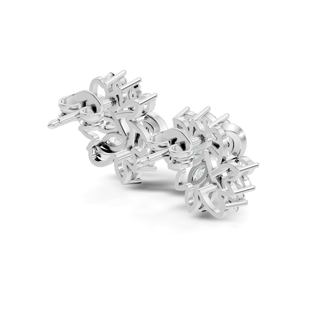 Marquise Cut Diamond Whirlwind Starburst Stud