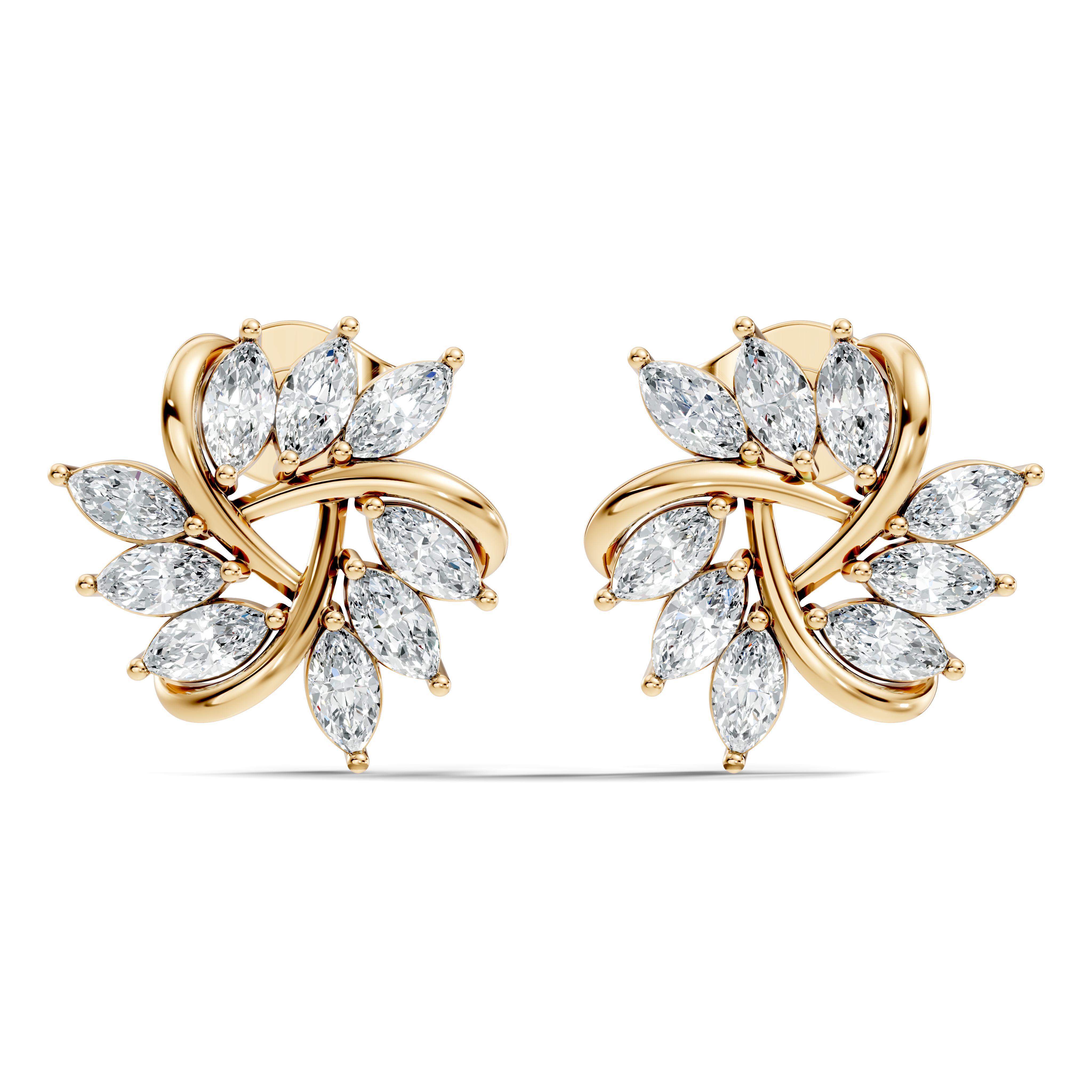 Marquise Cut Diamond Whirlwind Starburst Stud