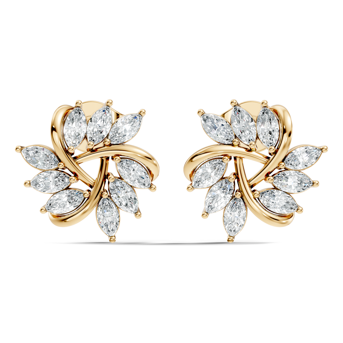 Marquise Cut Diamond Whirlwind Starburst Stud