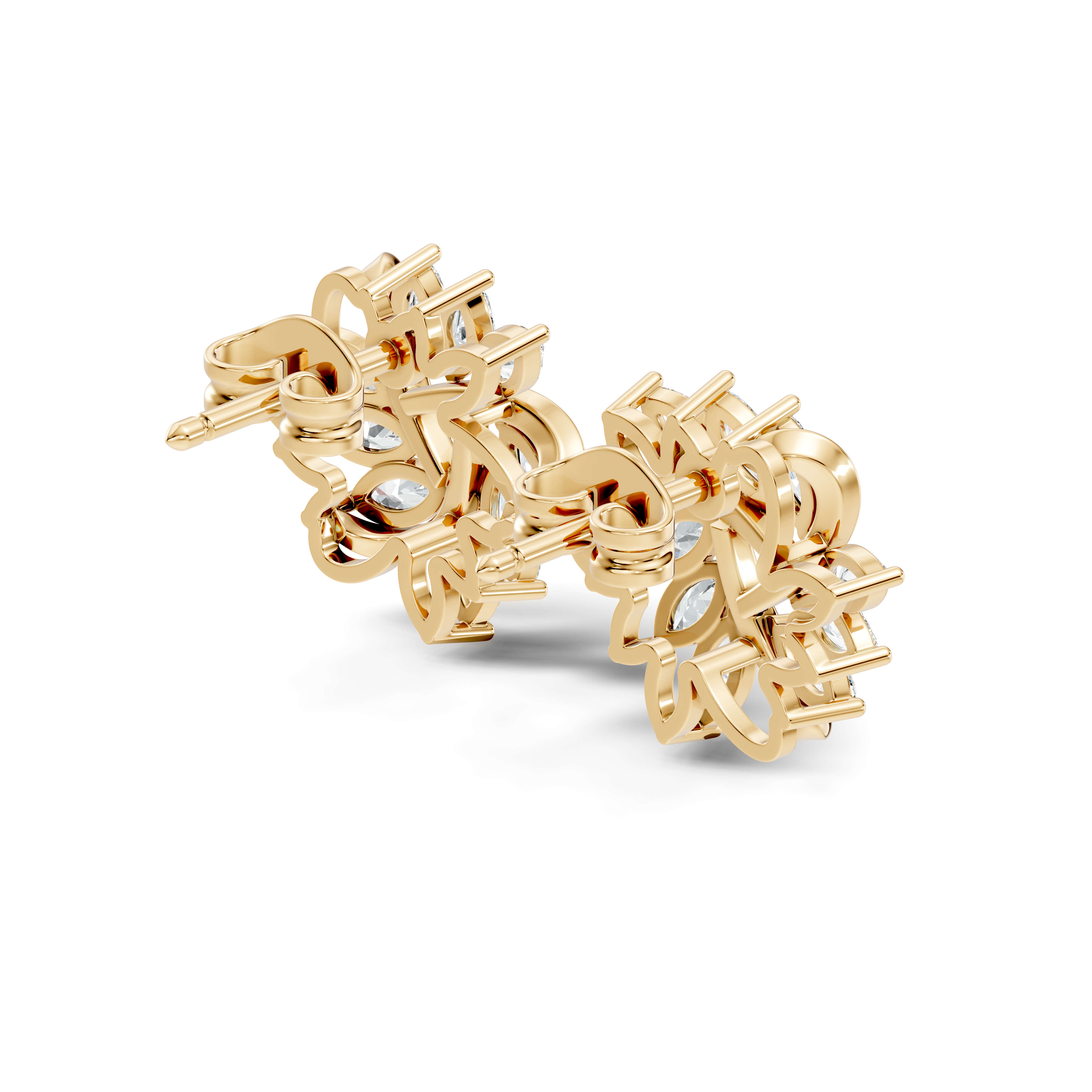 Marquise Cut Diamond Whirlwind Starburst Stud