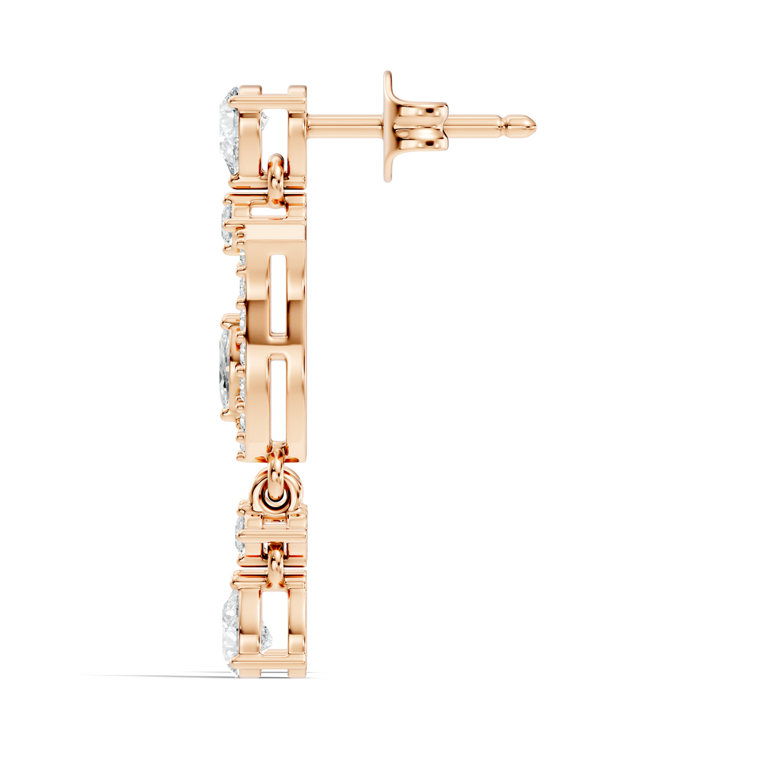 Multi-Shape Pear, Marquise & Round Diamond Art Deco Drop Earrings