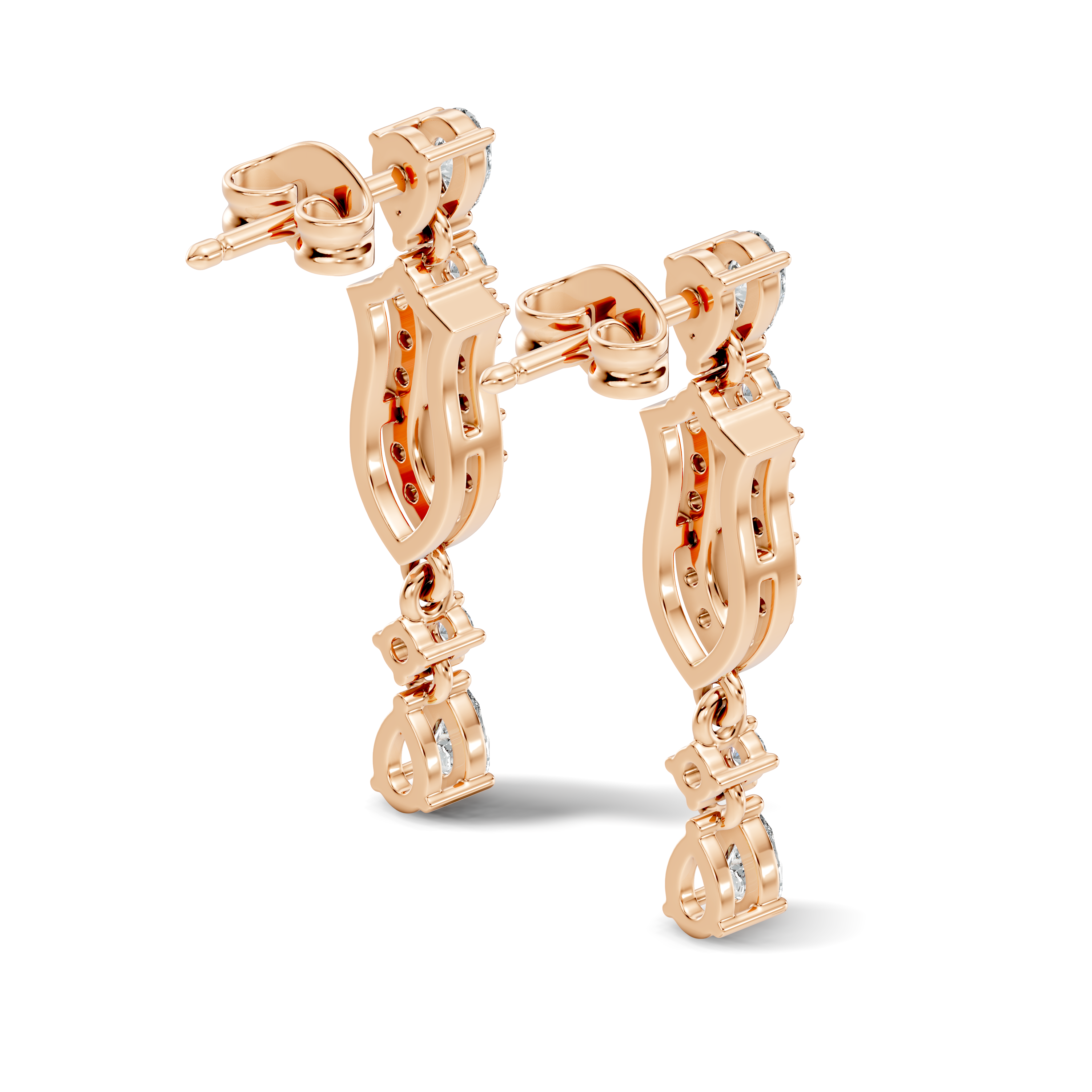 Multi-Shape Pear, Marquise & Round Diamond Art Deco Drop Earrings