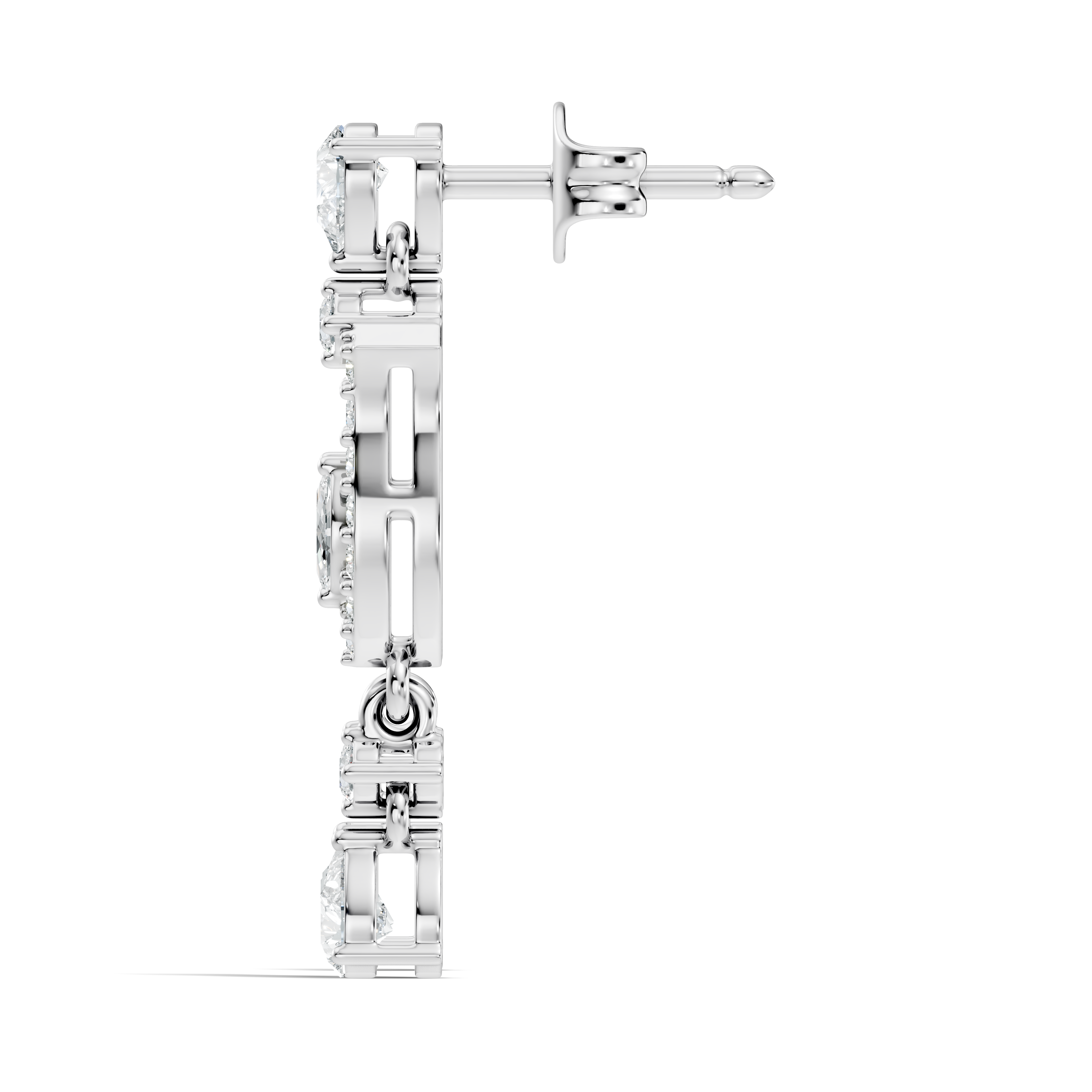 Multi-Shape Pear, Marquise & Round Diamond Art Deco Drop Earrings