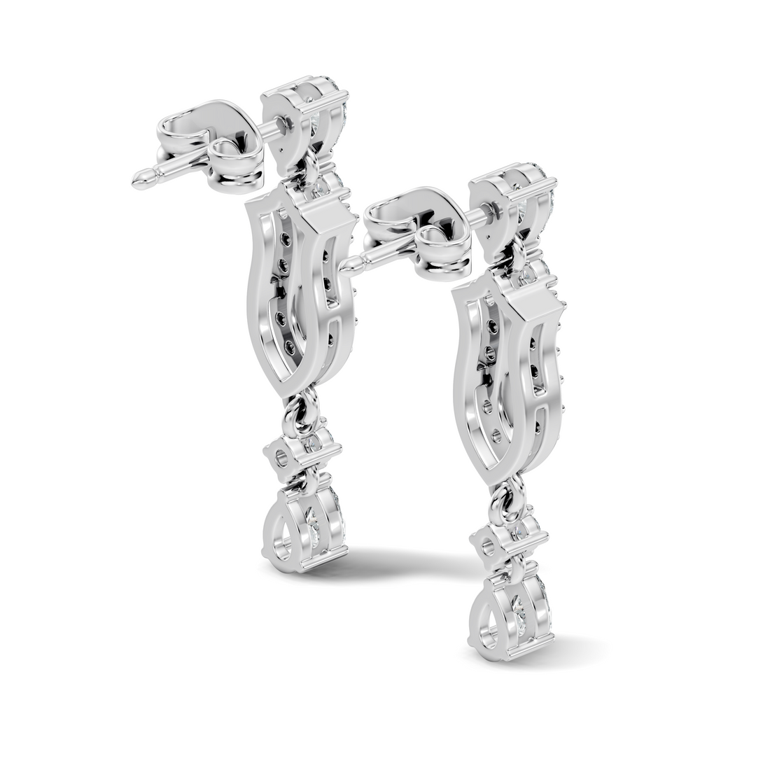 Multi-Shape Pear, Marquise & Round Diamond Art Deco Drop Earrings