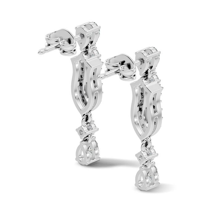 Multi-Shape Pear, Marquise & Round Diamond Art Deco Drop Earrings