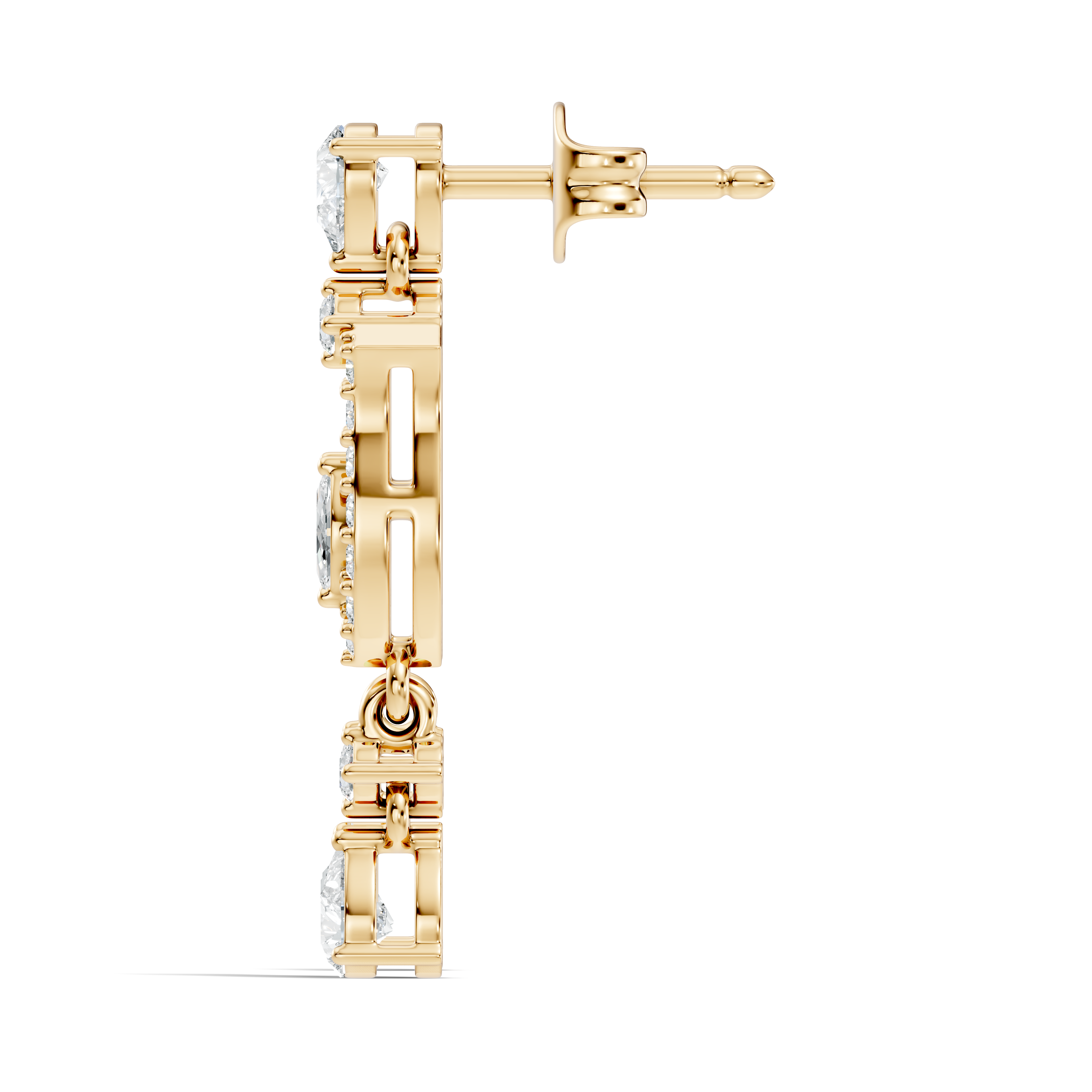 Multi-Shape Pear, Marquise & Round Diamond Art Deco Drop Earrings