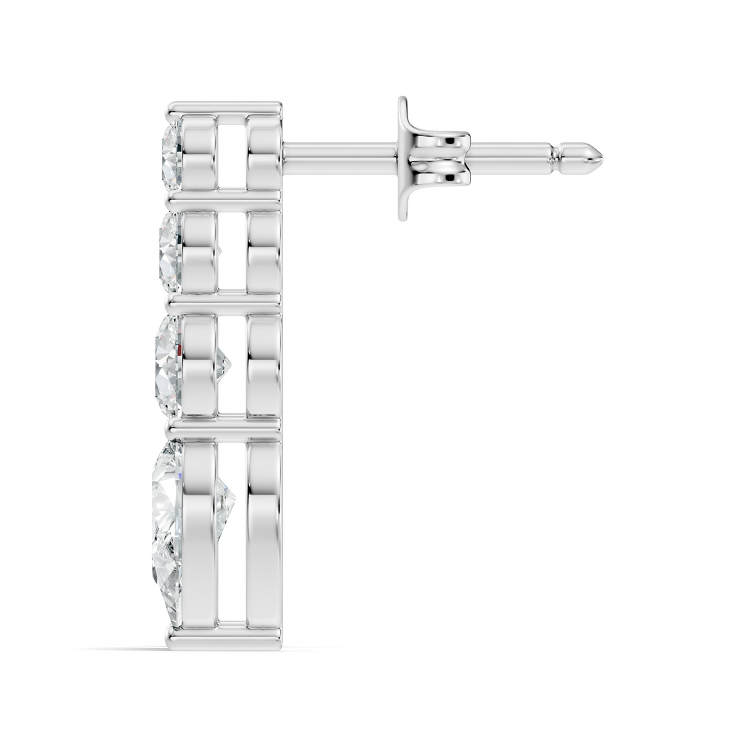 Graduated Round & Pear Cut Diamond Linear Drop Earrings