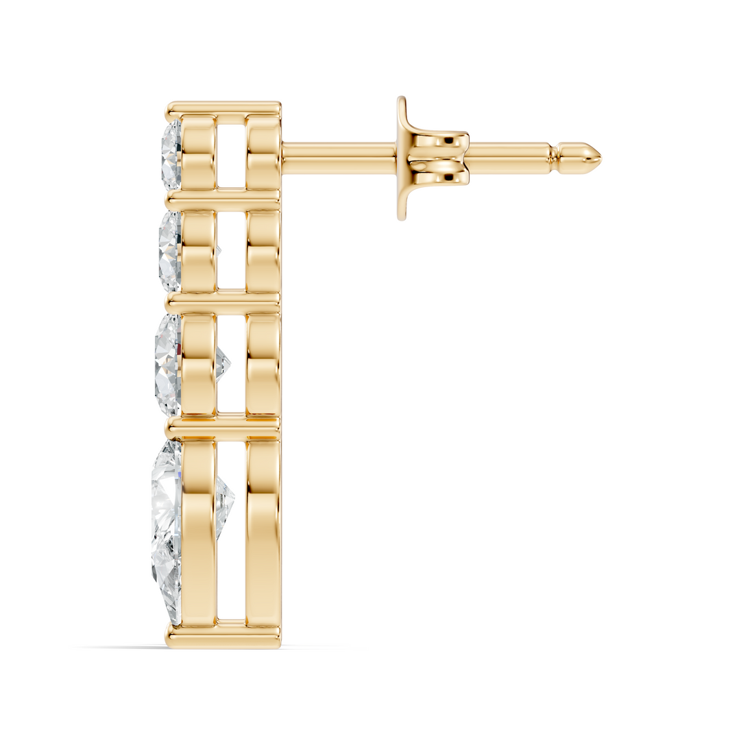 Graduated Round & Pear Cut Diamond Linear Drop Earrings