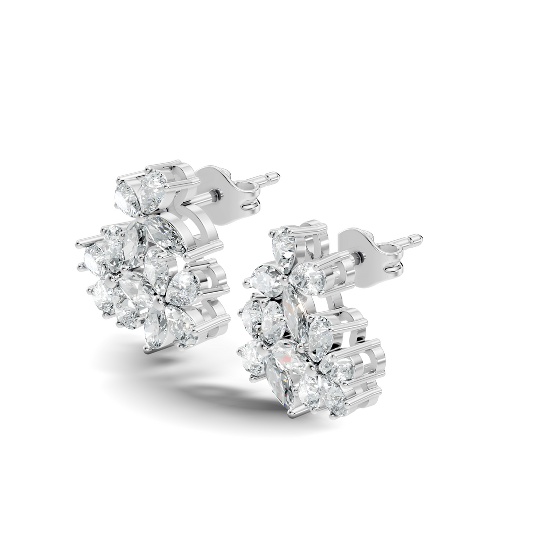 Pear & Marquise Cut Floral Blossom Bouquet Stud