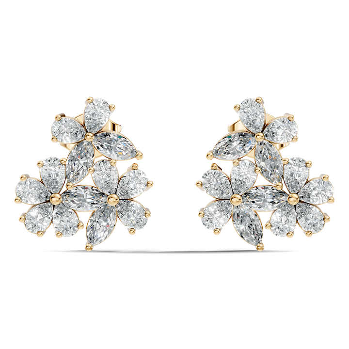 Pear & Marquise Cut Floral Blossom Bouquet Stud