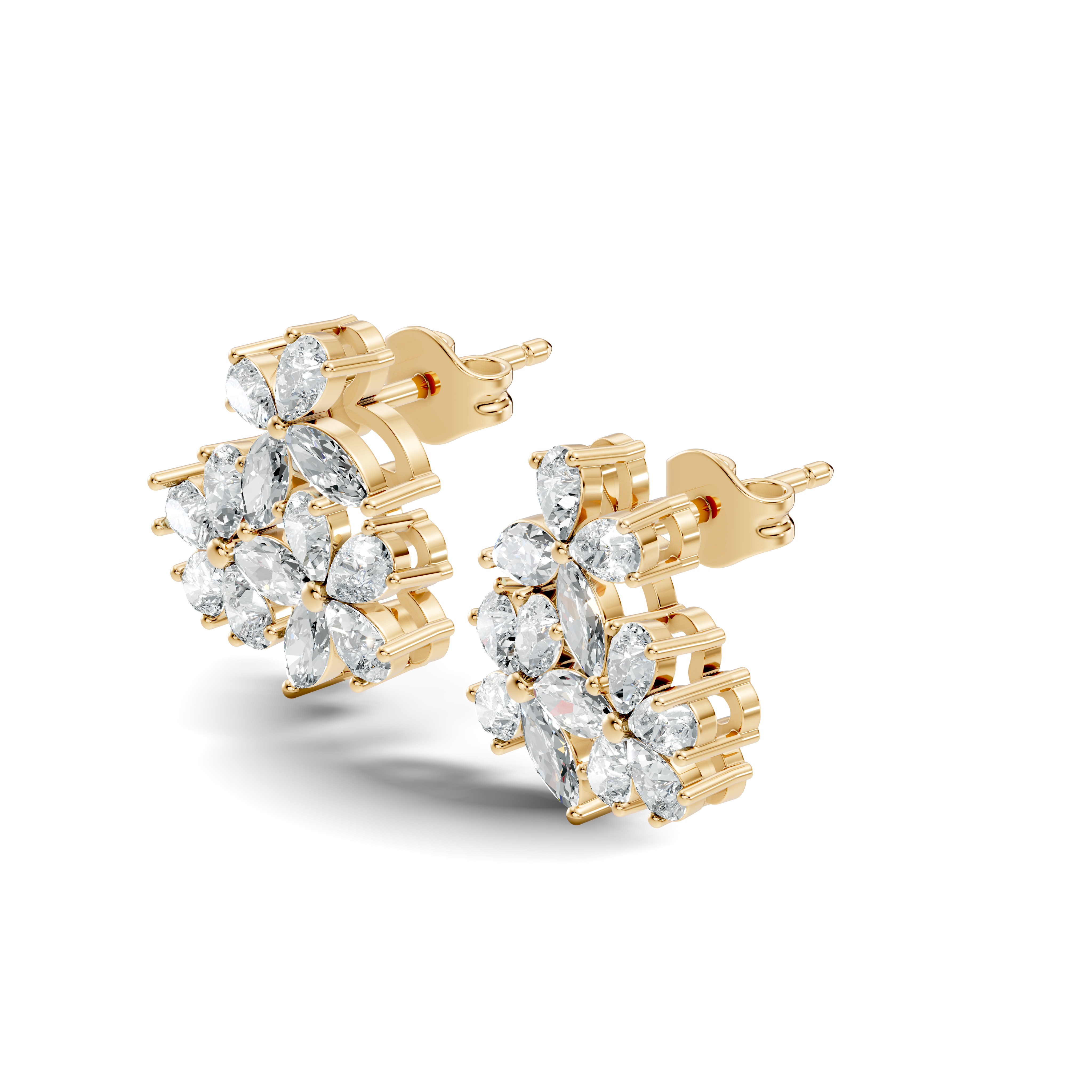 Pear & Marquise Cut Floral Blossom Bouquet Stud