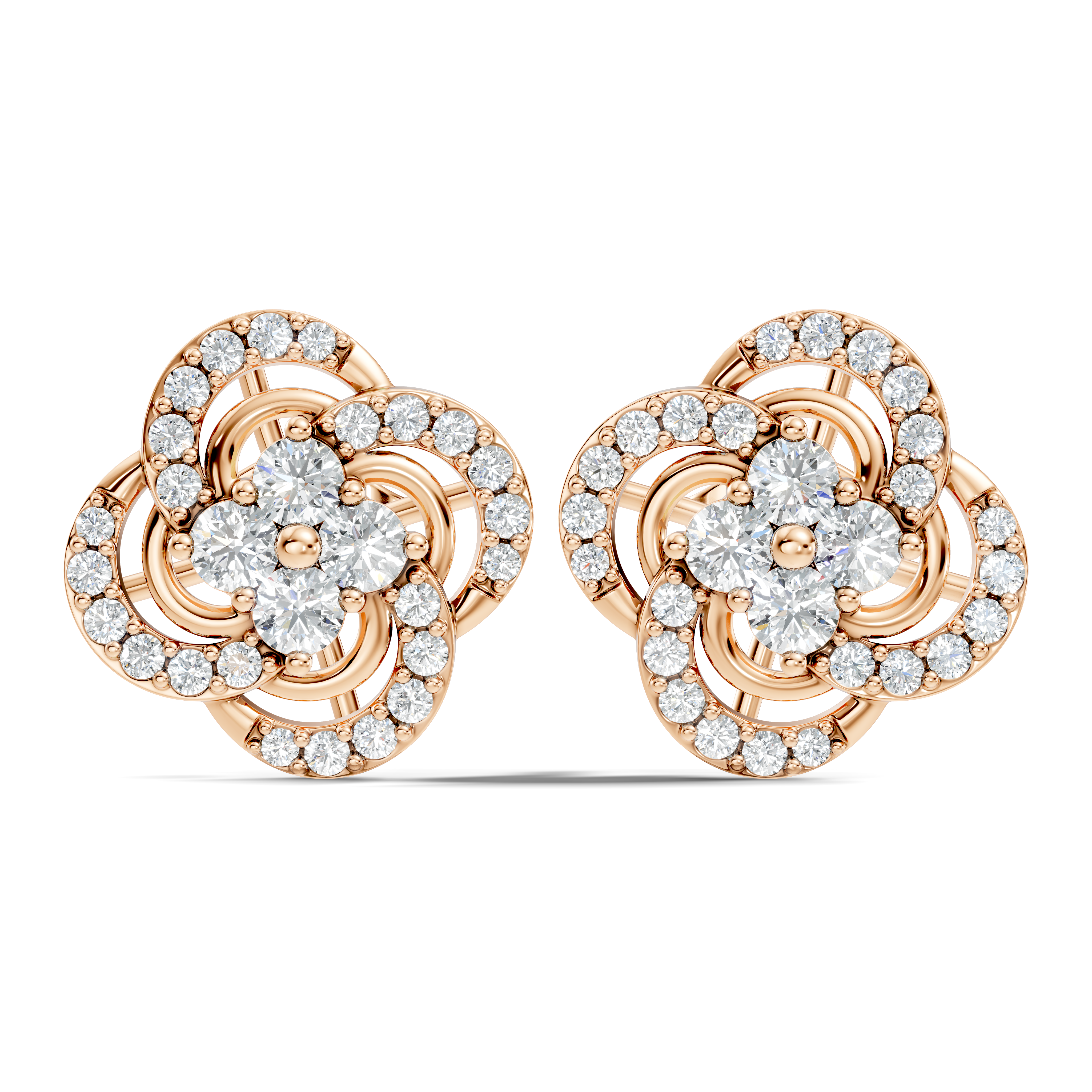 Four-Leaf Clover Swirl Diamond Stud