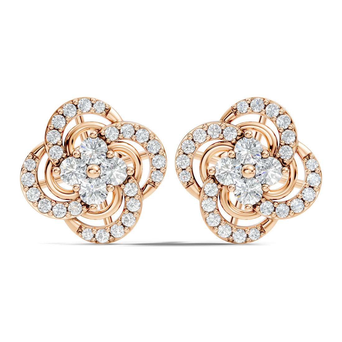 Four-Leaf Clover Swirl Diamond Stud