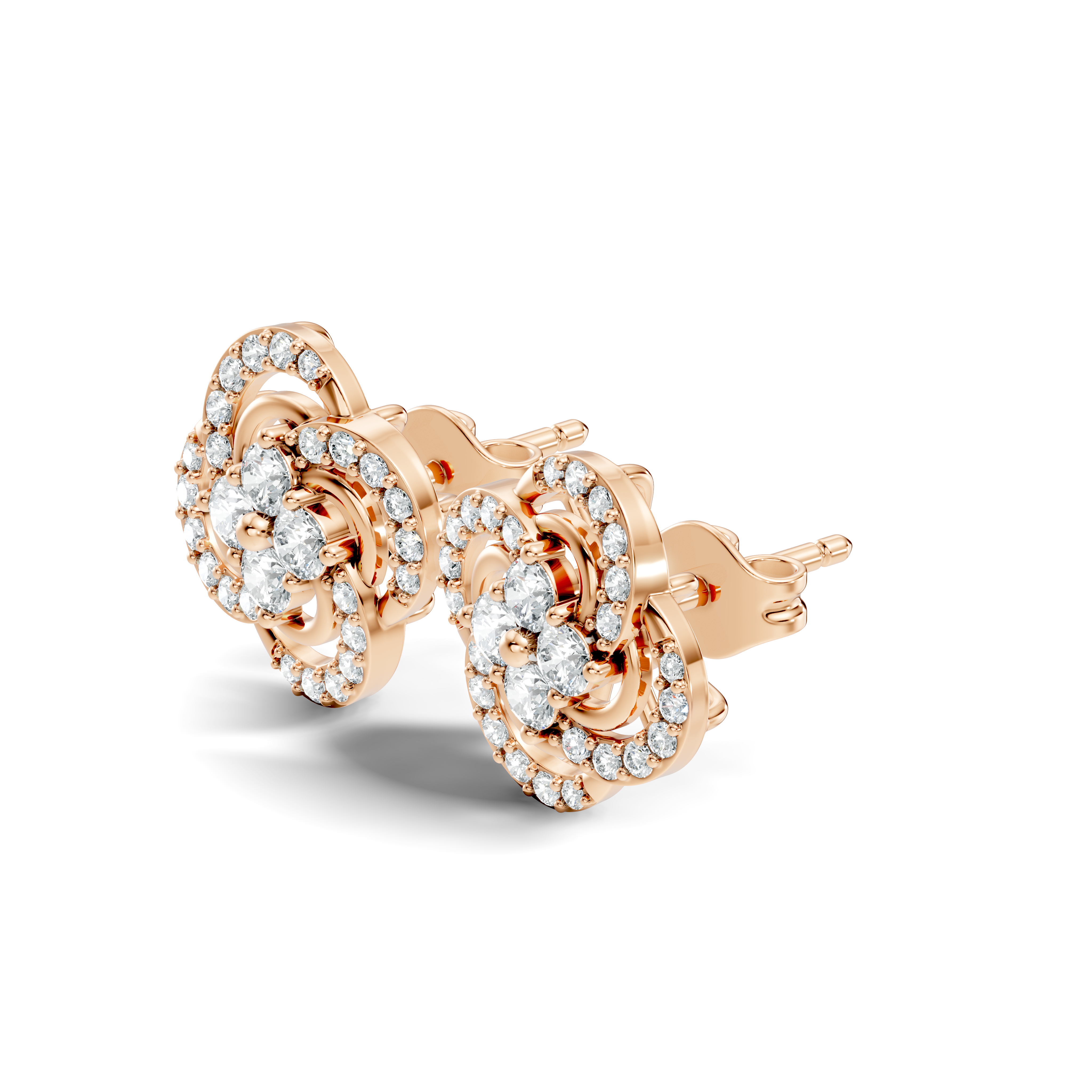Four-Leaf Clover Swirl Diamond Stud