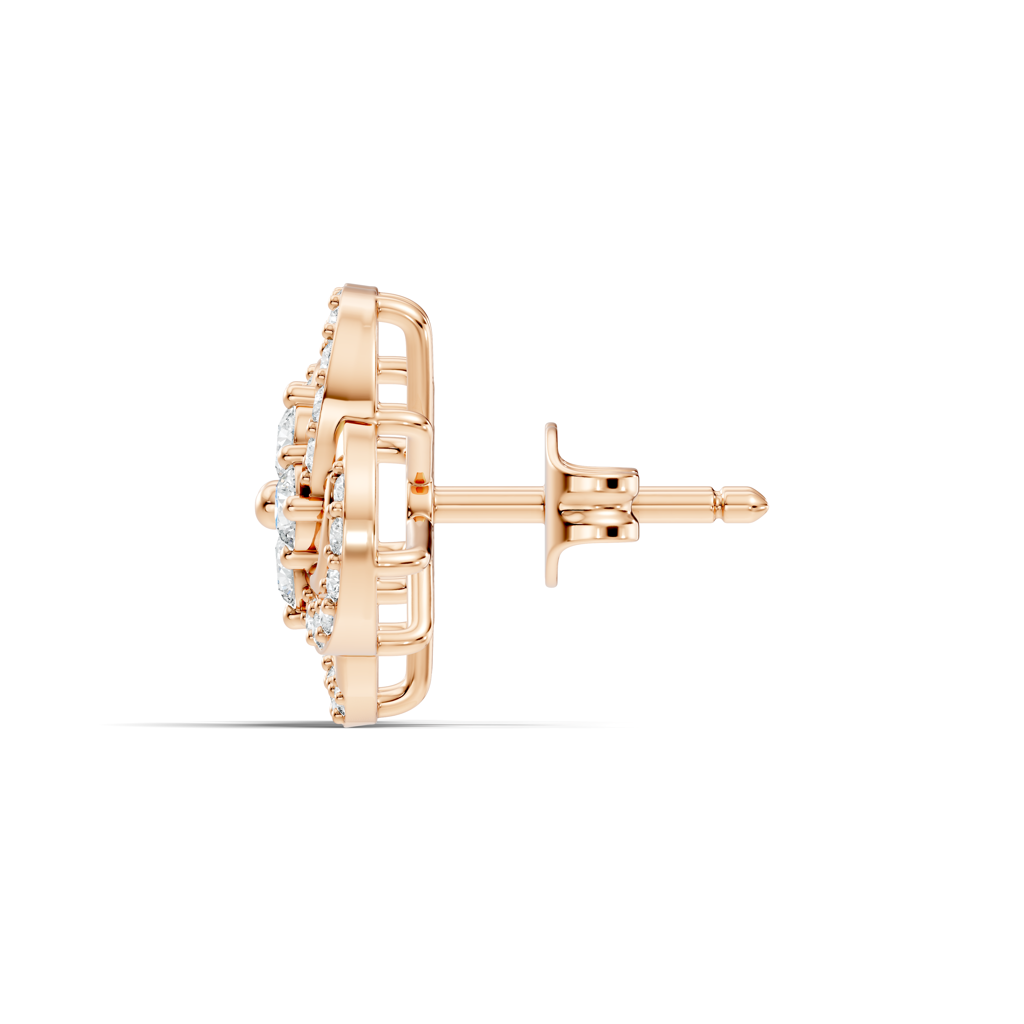 Four-Leaf Clover Swirl Diamond Stud