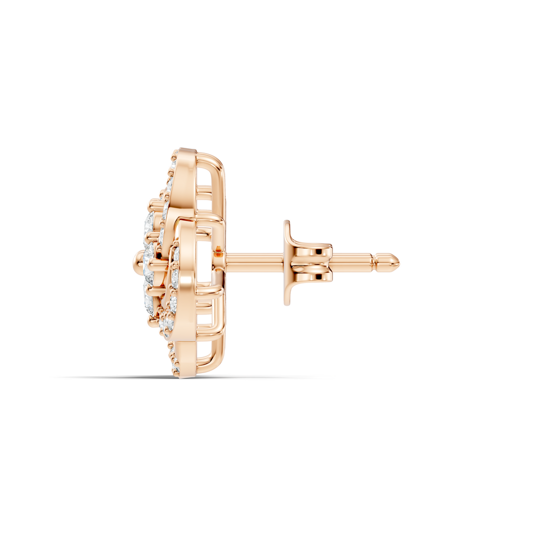 Four-Leaf Clover Swirl Diamond Stud