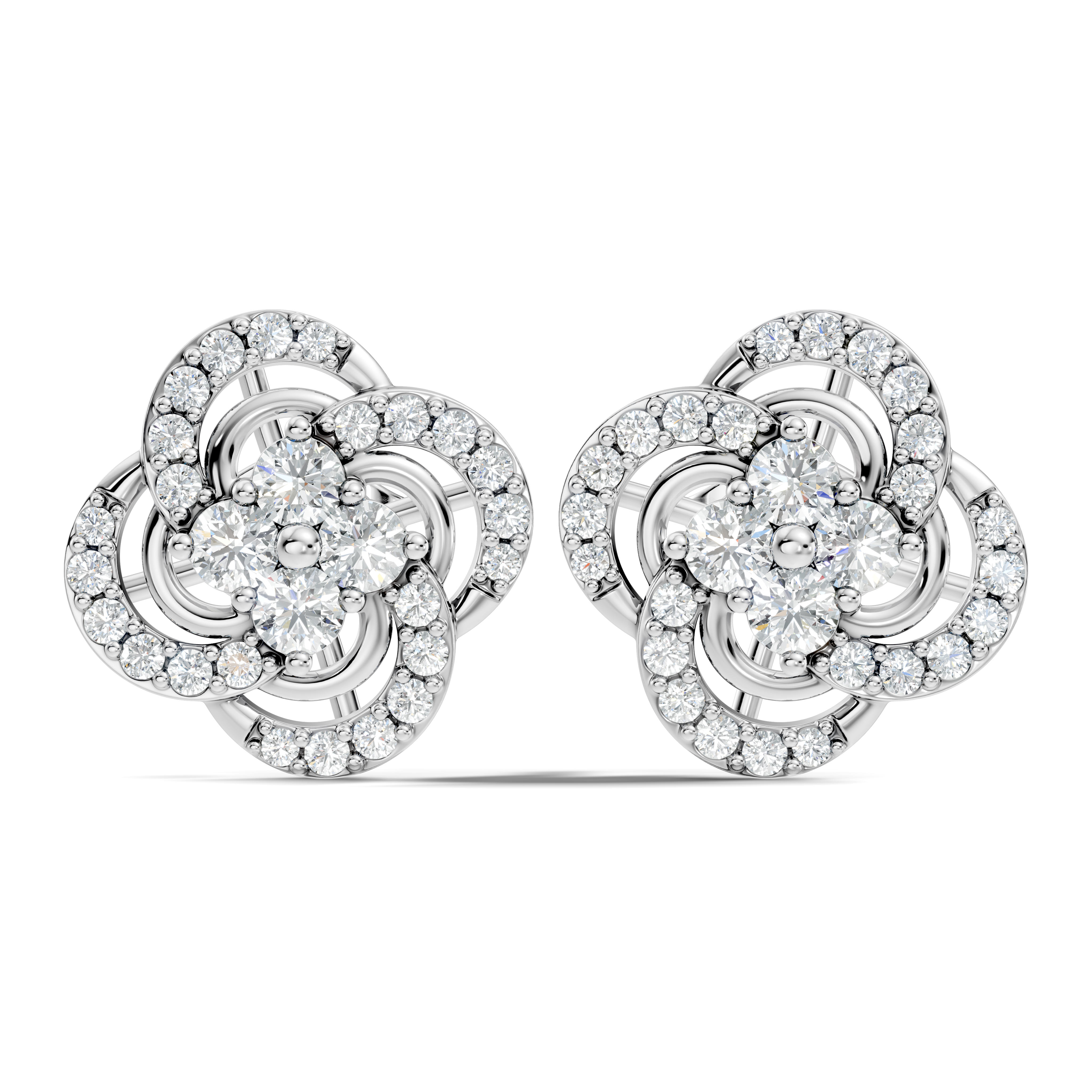 Four-Leaf Clover Swirl Diamond Stud